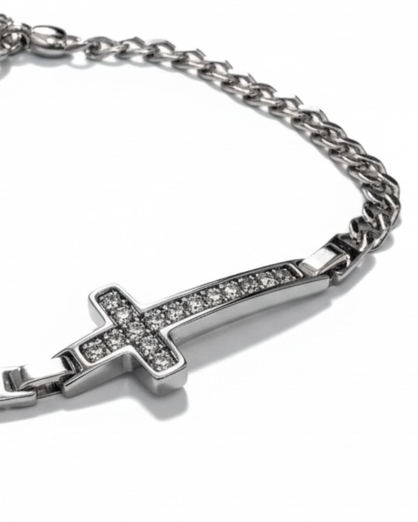 Silver Cross Bracelet with Stones