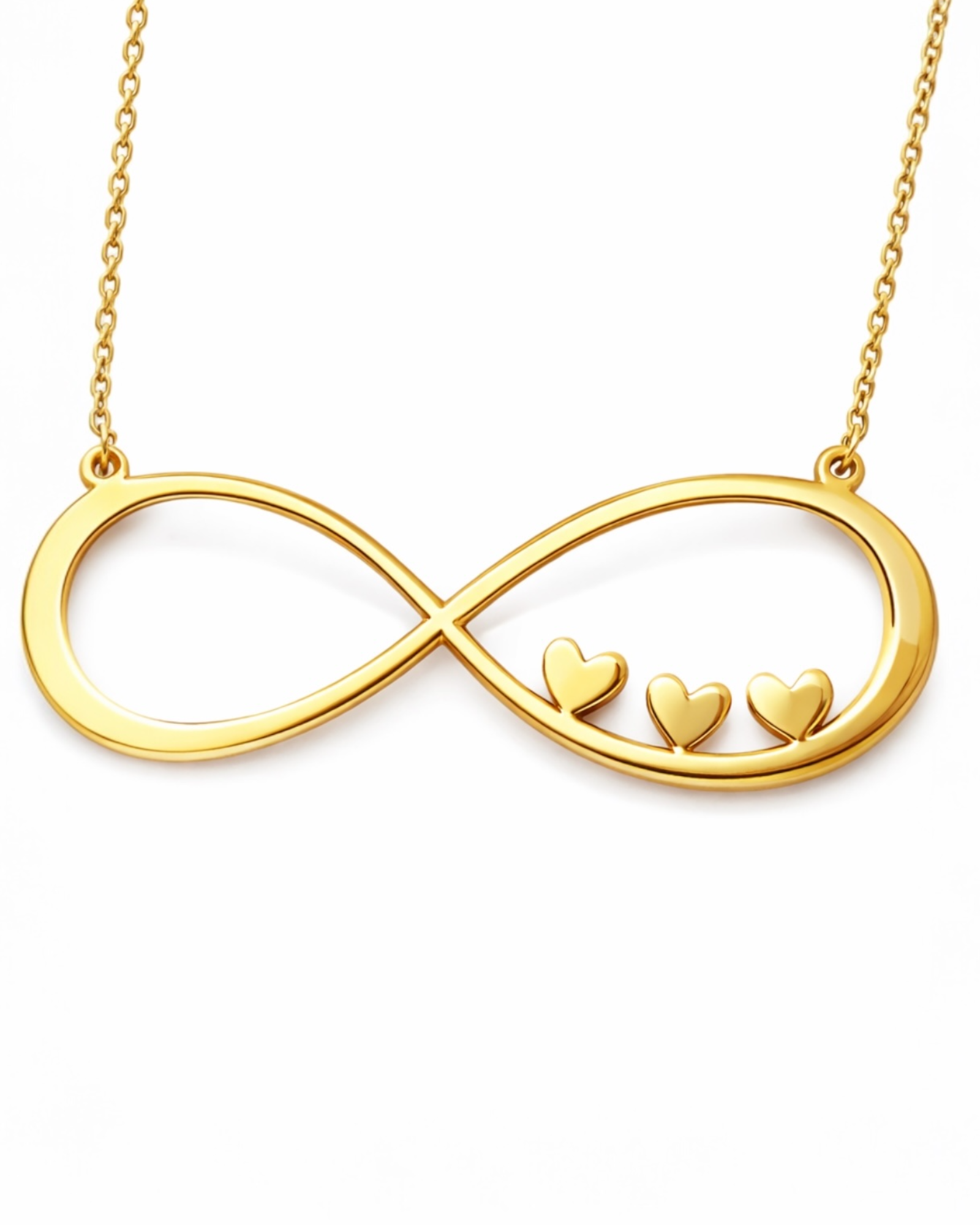 Colar Infinito com Corações em Ouro