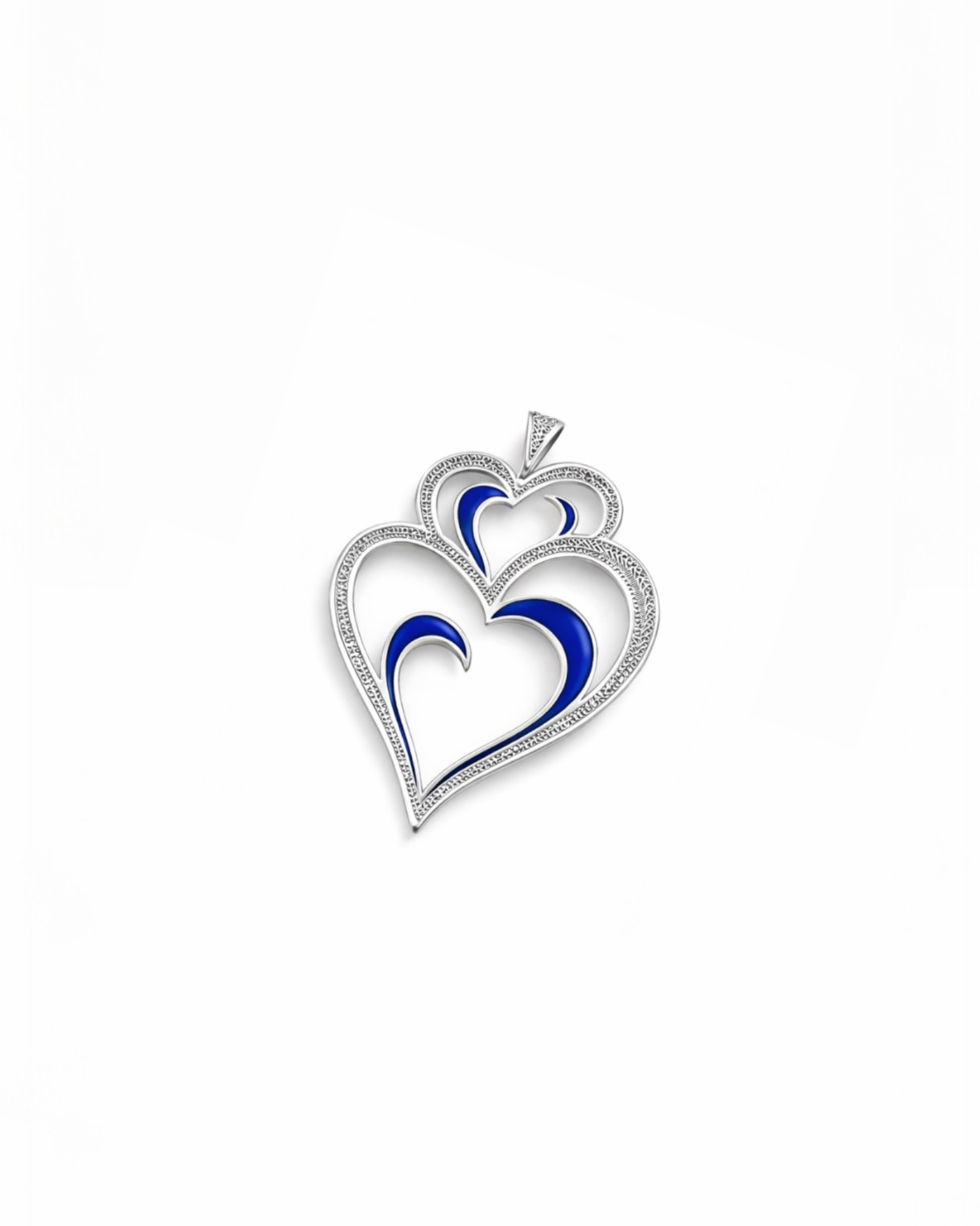 Viana Heart Medal is Love with Blue Enamel on Silver
