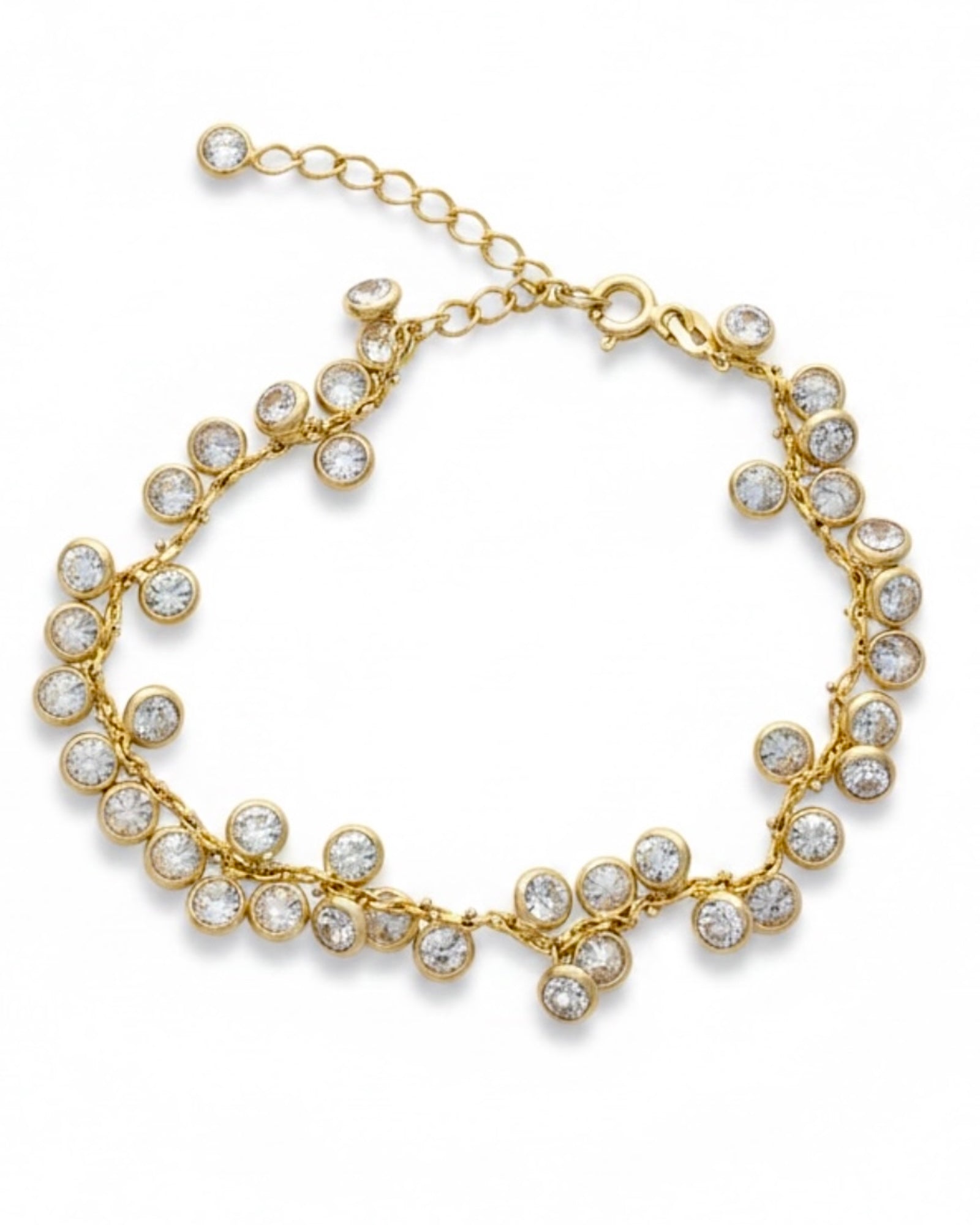 Pulseira Brilhos  em Prata Dourada