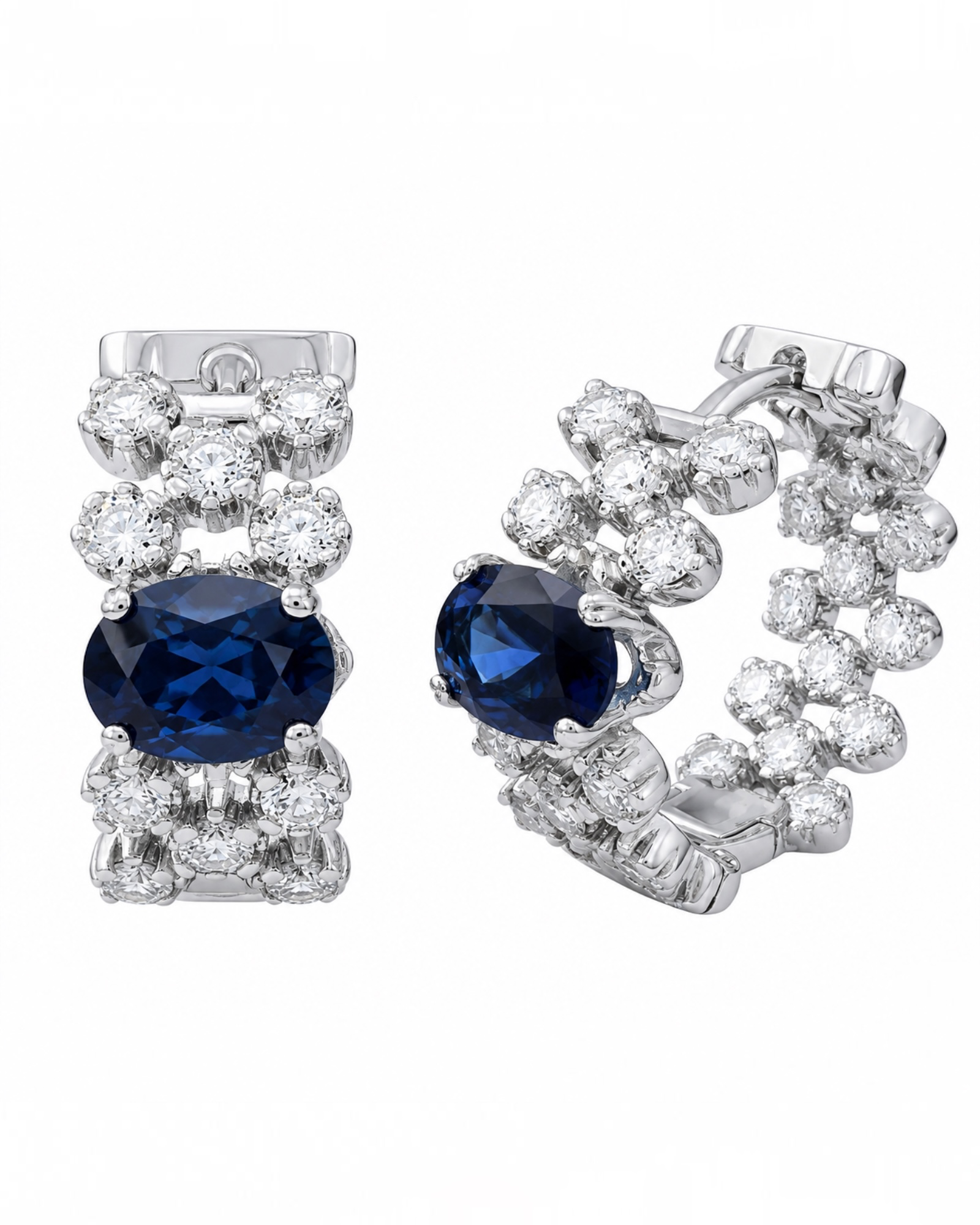 Blue Sparkly Silver Earrings