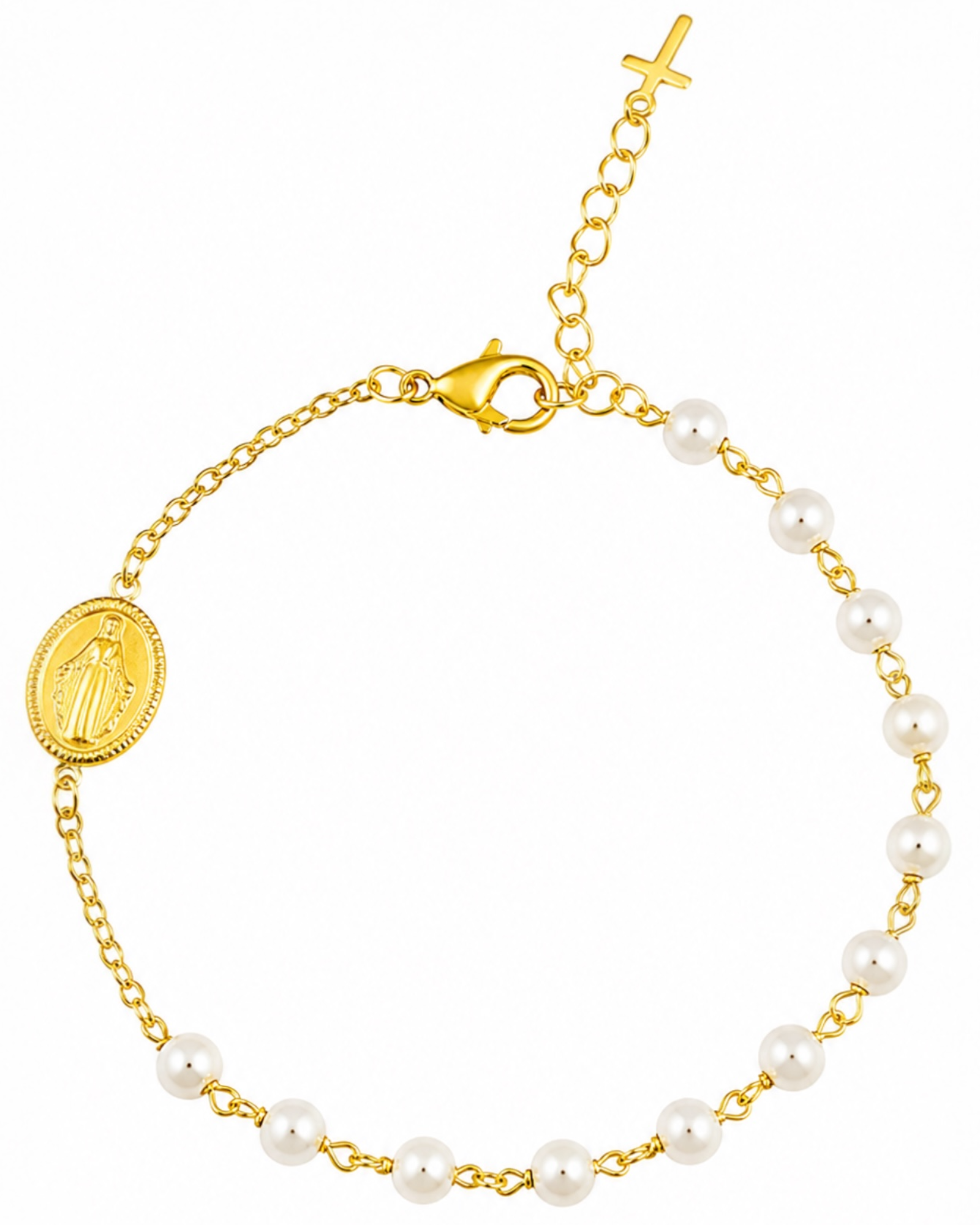 Pulseira com Pérolas em Prata Dourada