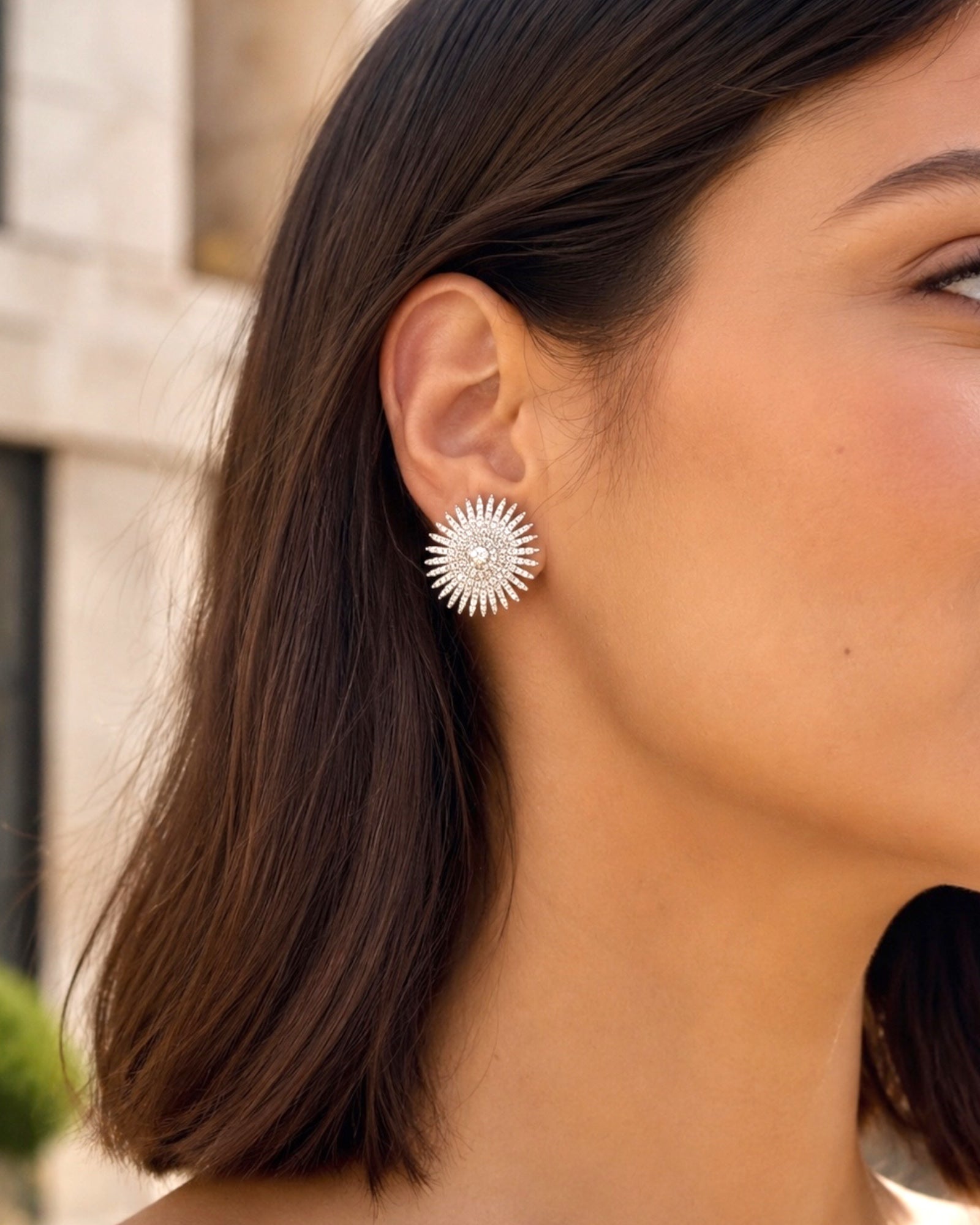 Sun Earrings in Silver