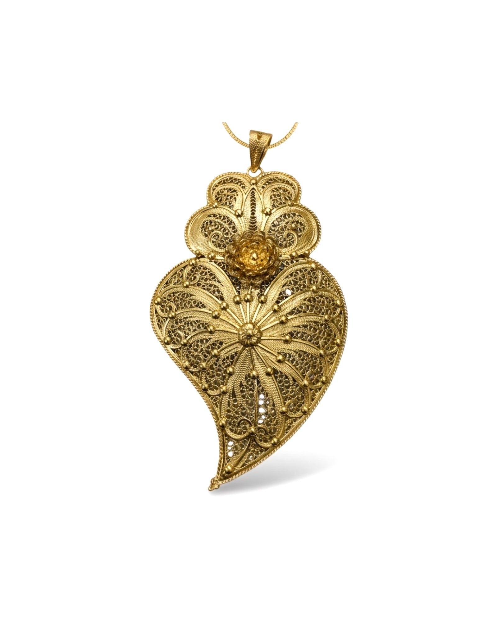 Coração de Filigrana de Viana em Prata Dourada 925% | Medalha