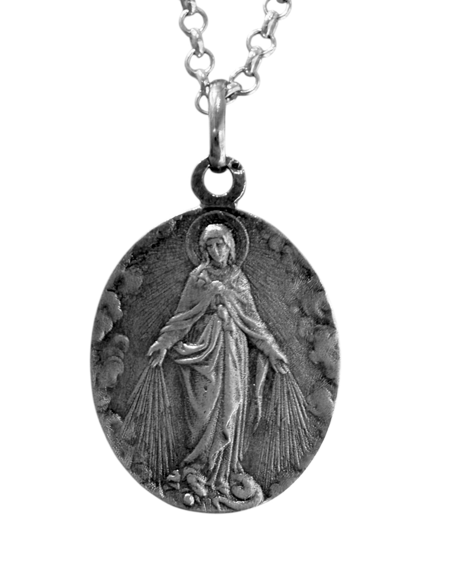 Colar com Nossa Senhora das Graças e Anjo da Guarda.