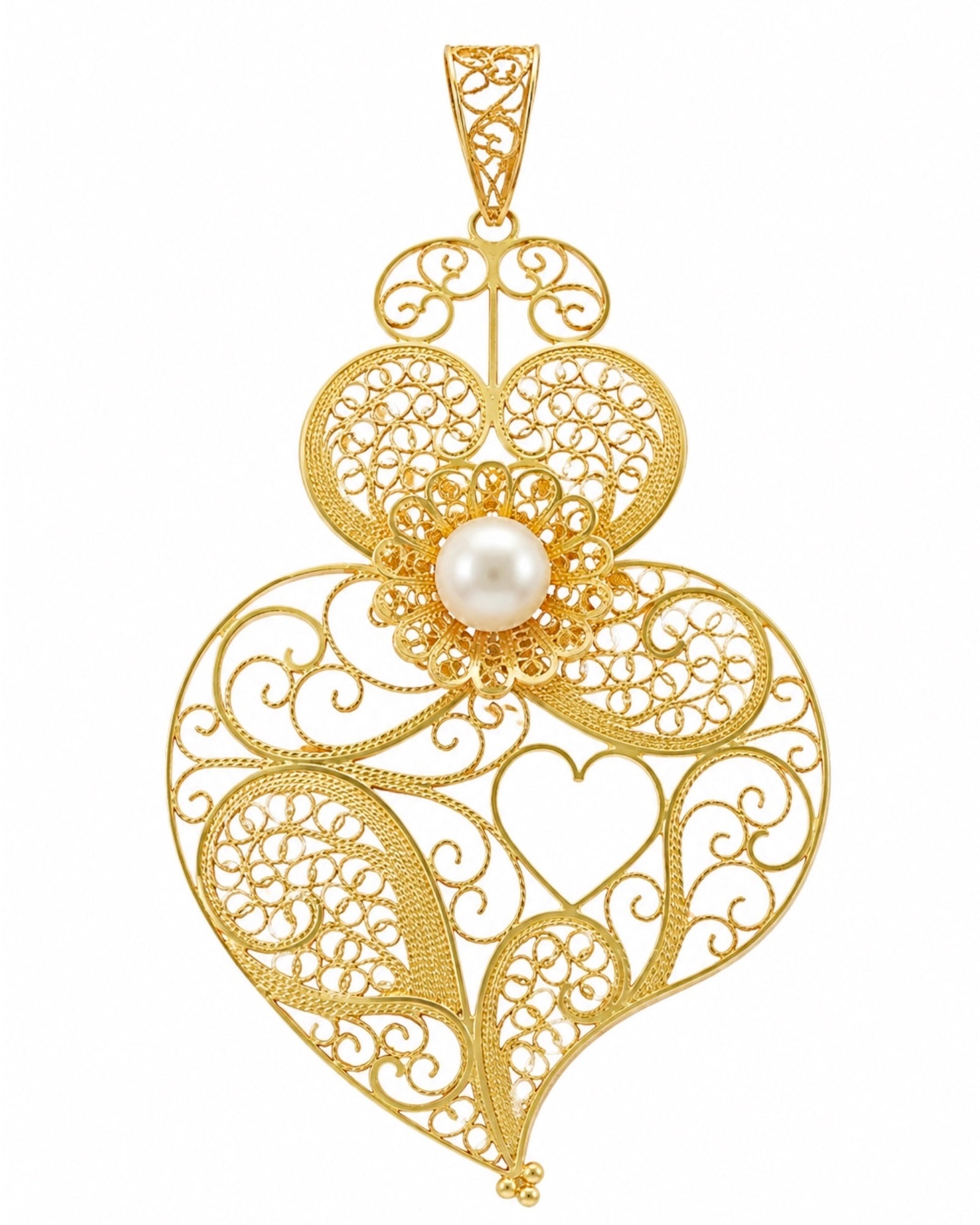Viana Heart Medal in Filigree with Pearl