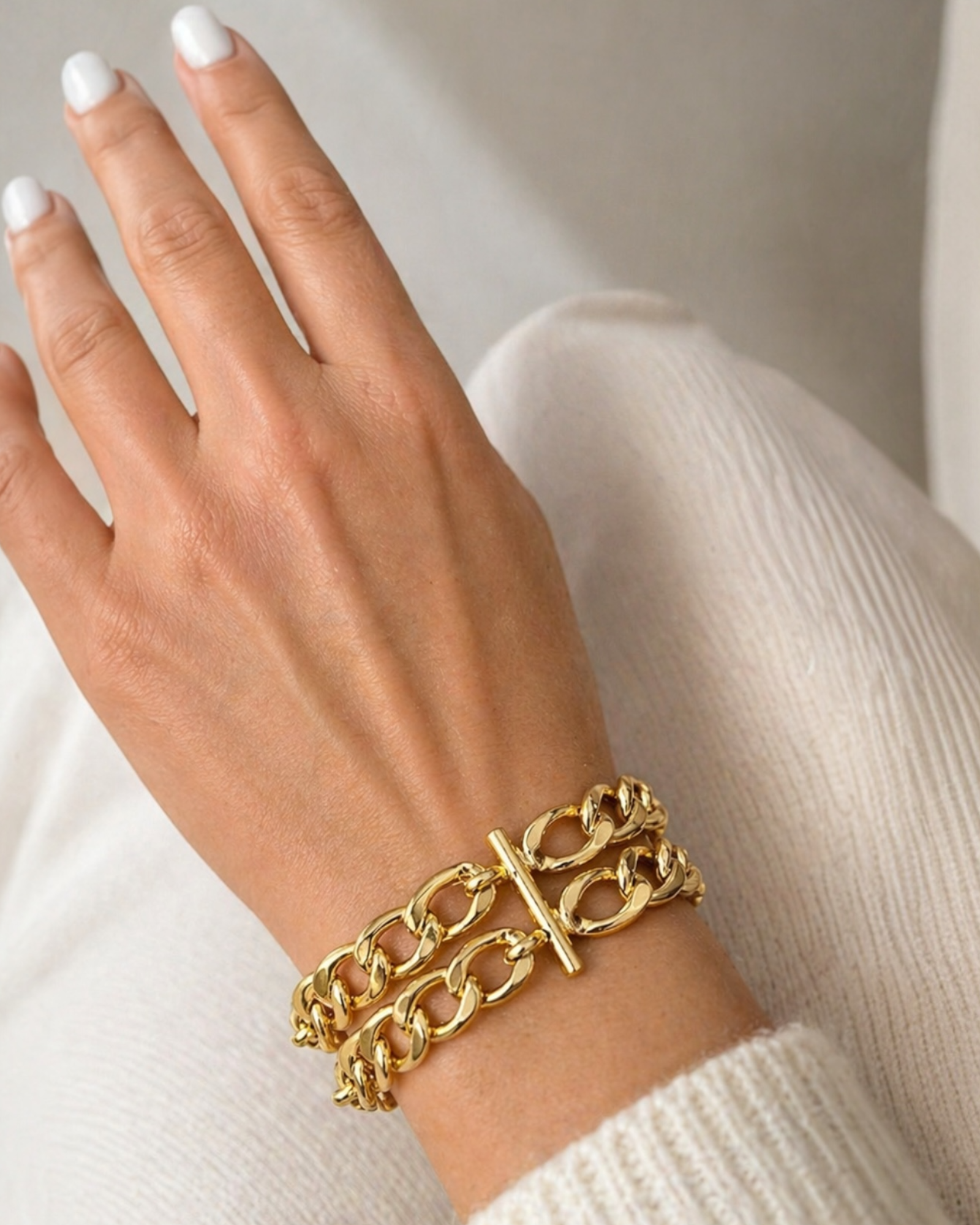 Pulseira Corrente em Prata Dourada