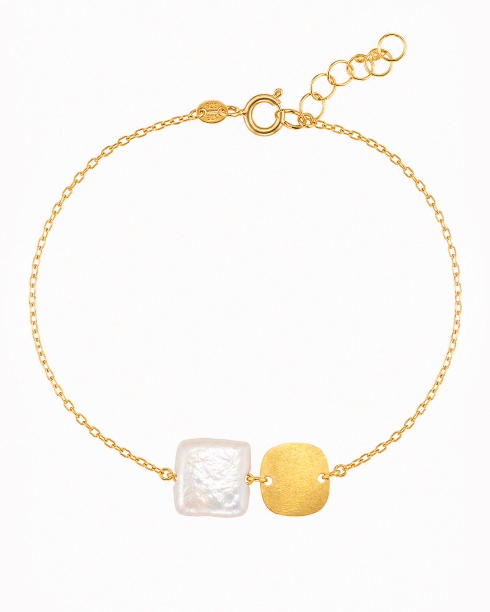 Pulseira em Prata Dourada com Pérola