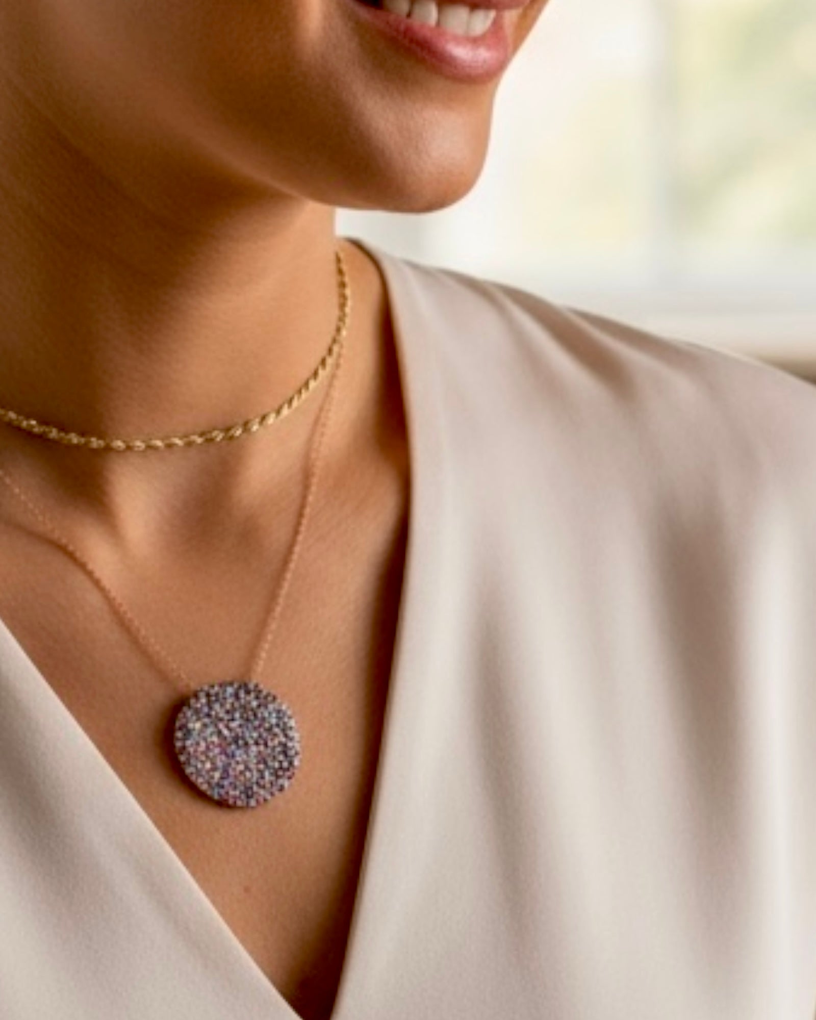 Colorful Pink Silver Necklace