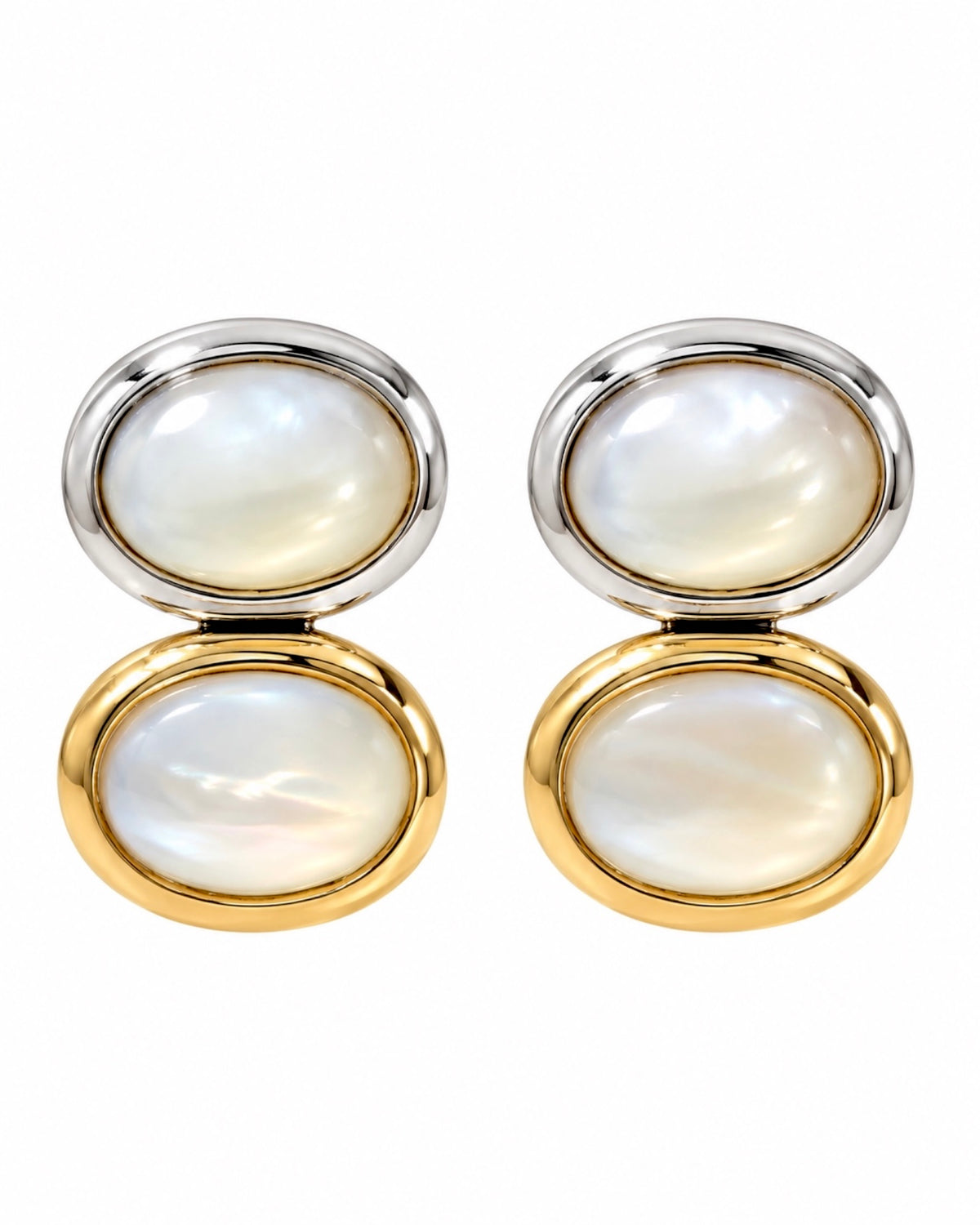 Double Shine Earrings in Silver and Gold 