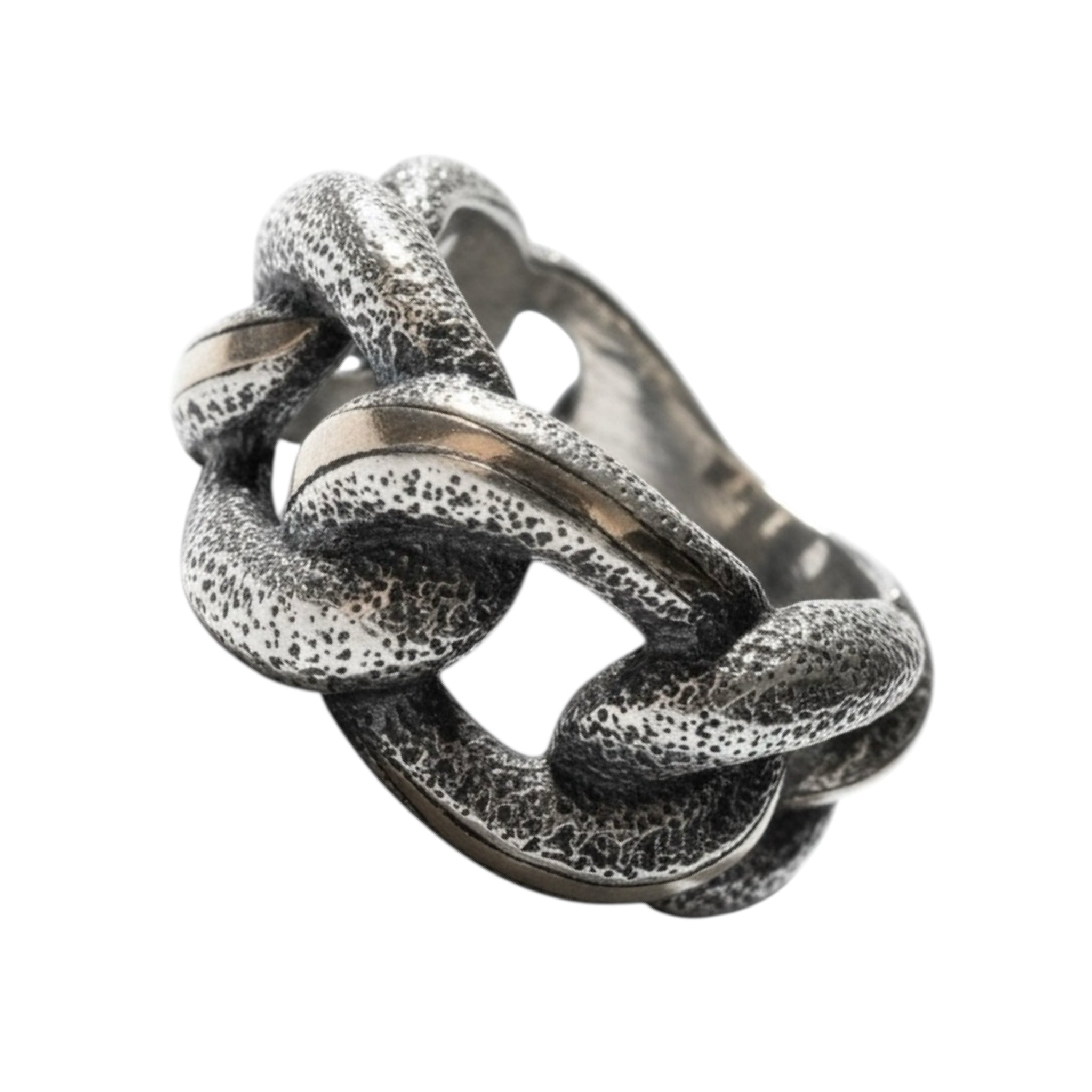 Silver and gold chain ring