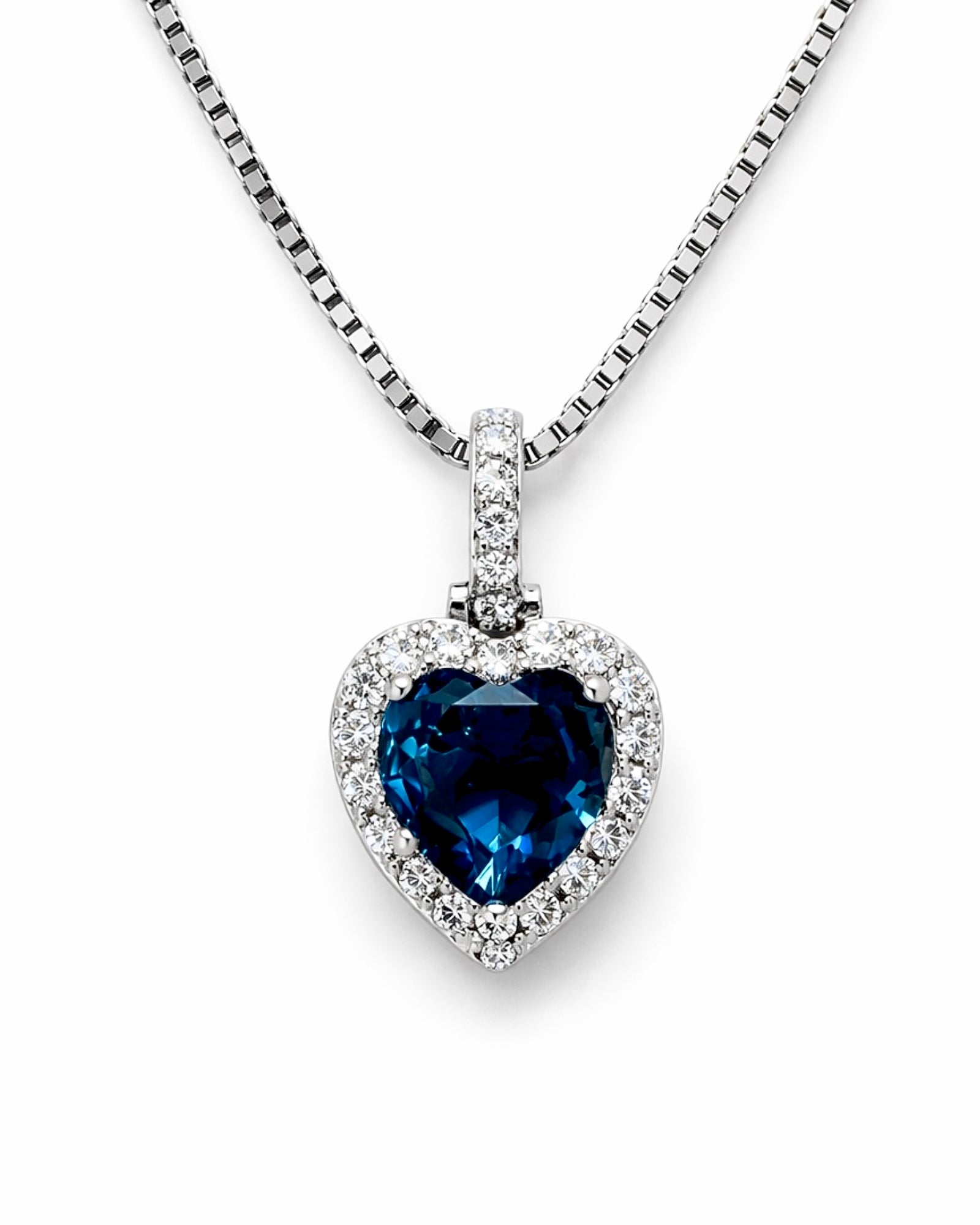 Colar Coração Azul em Prata