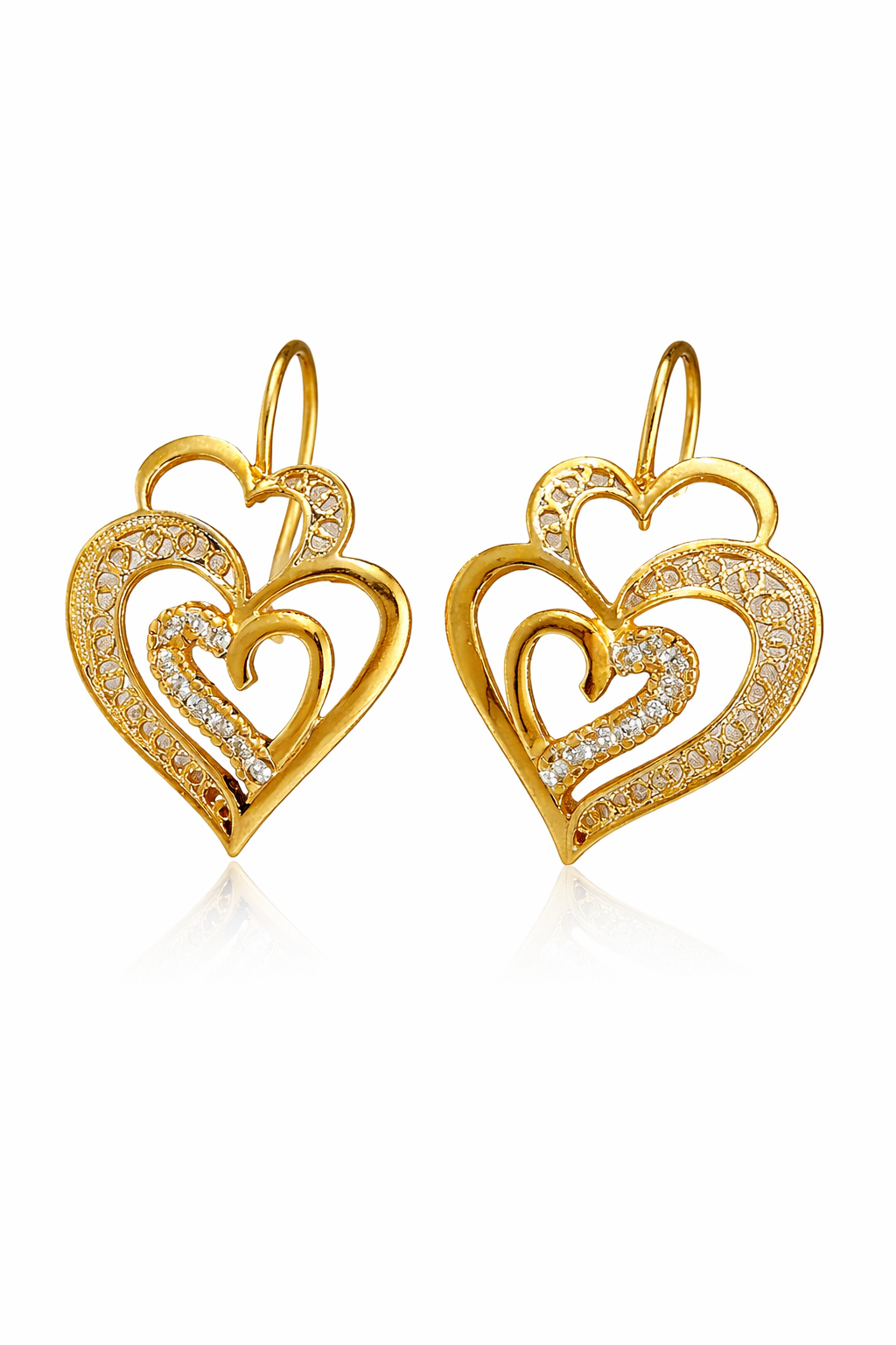 Baroque Viana Heart Earrings in Gold-Plated Silver