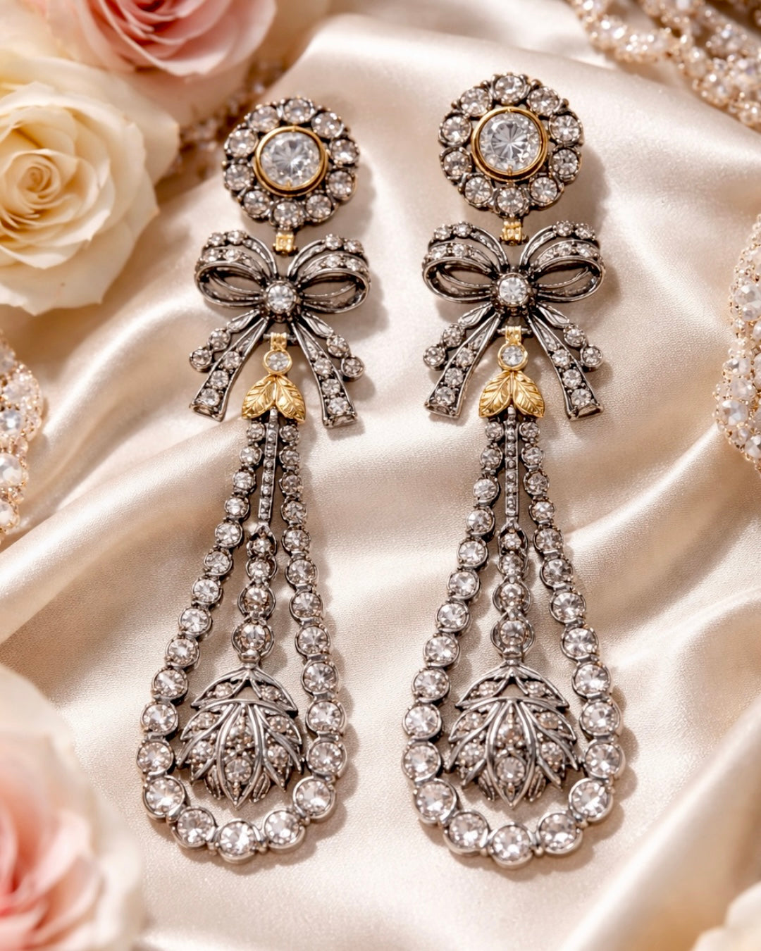 Brincos Imperador em Prata e Ouro 9Kt com Cristal de Rocha