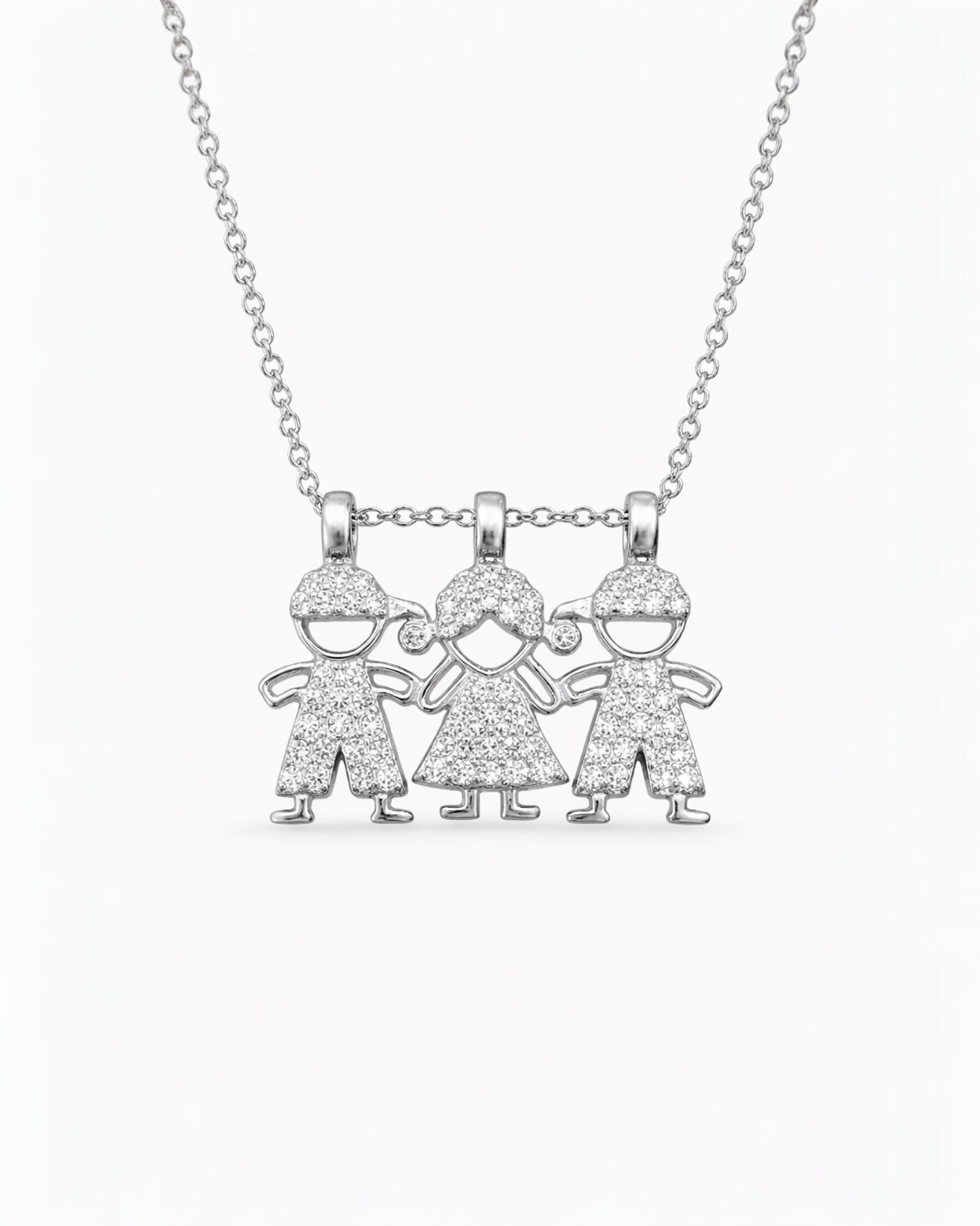 Colar dois meninos e uma menina em Prata