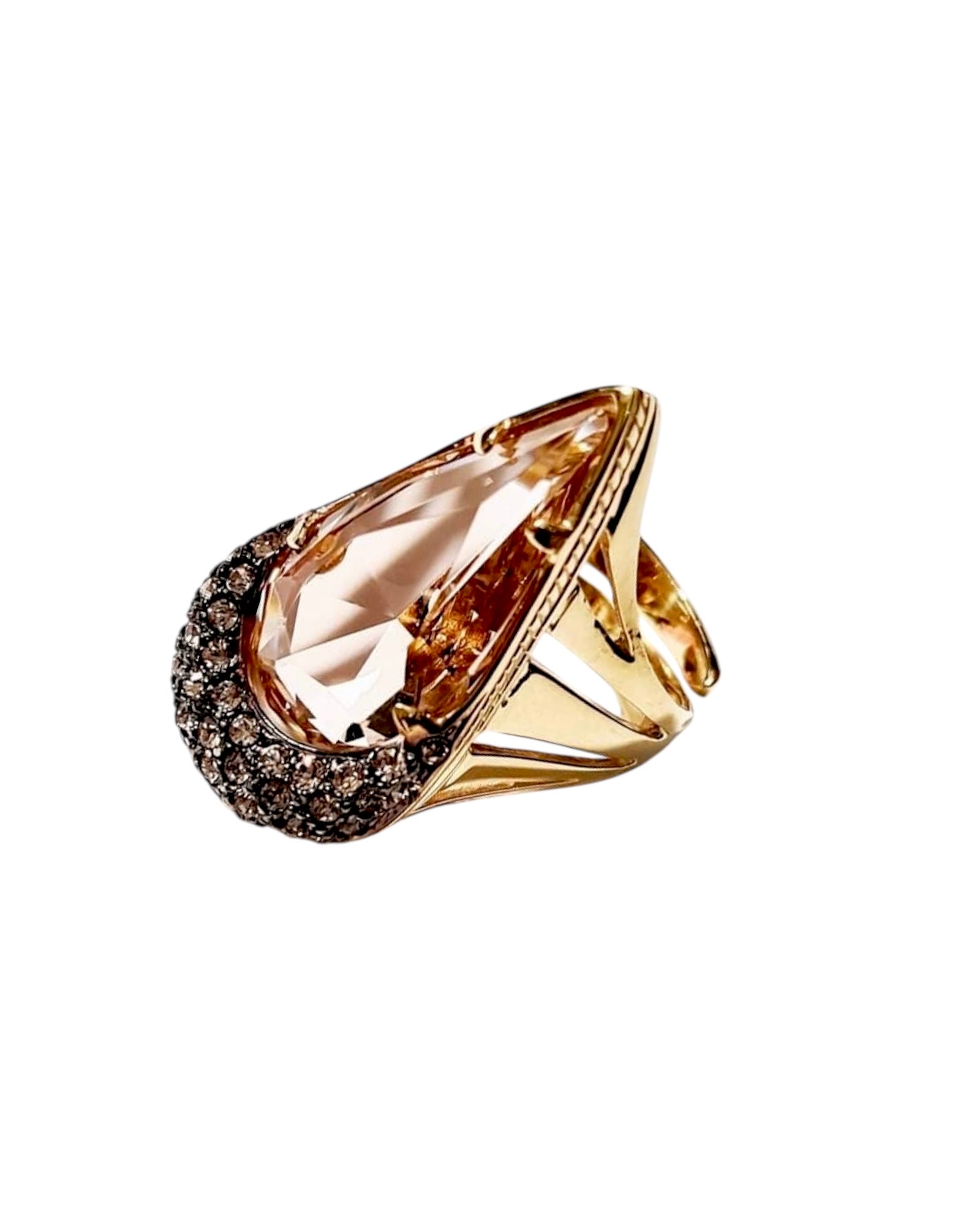 Pink Drop Ring in Gold Plated Silver