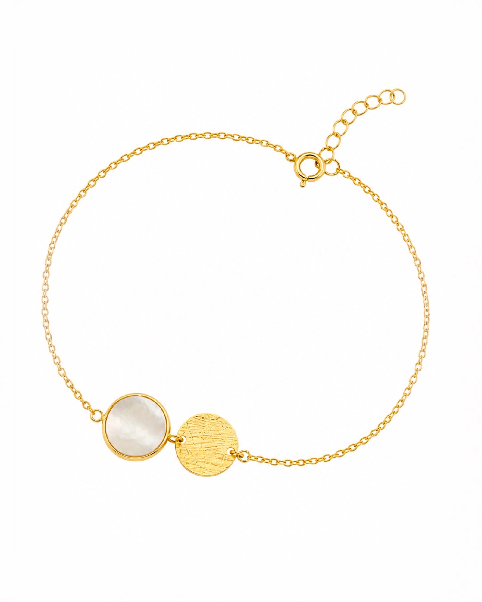 Pulseira em Prata Dourada com Pedra Branca