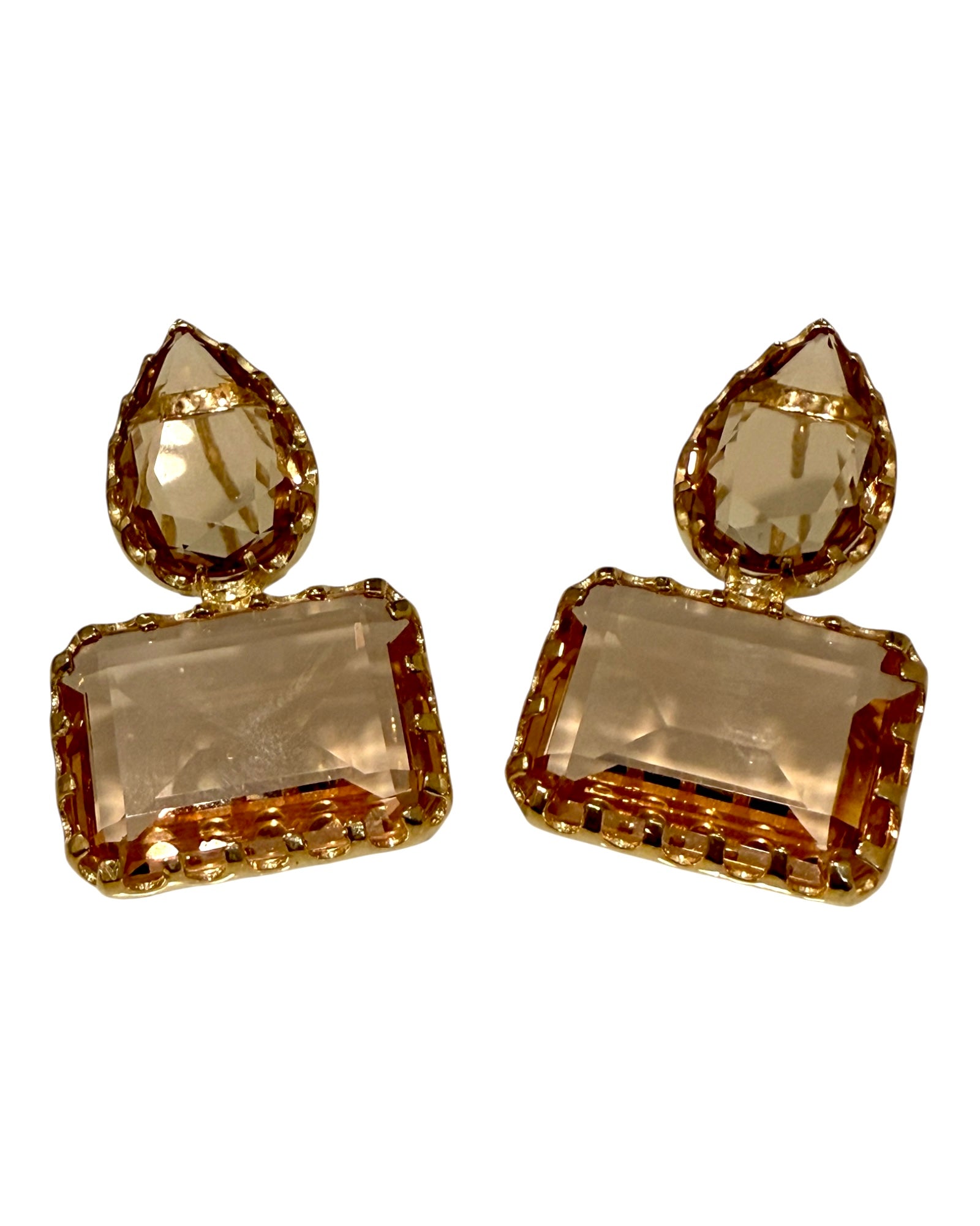 Pink Stone Earrings in Gold Plated Silver