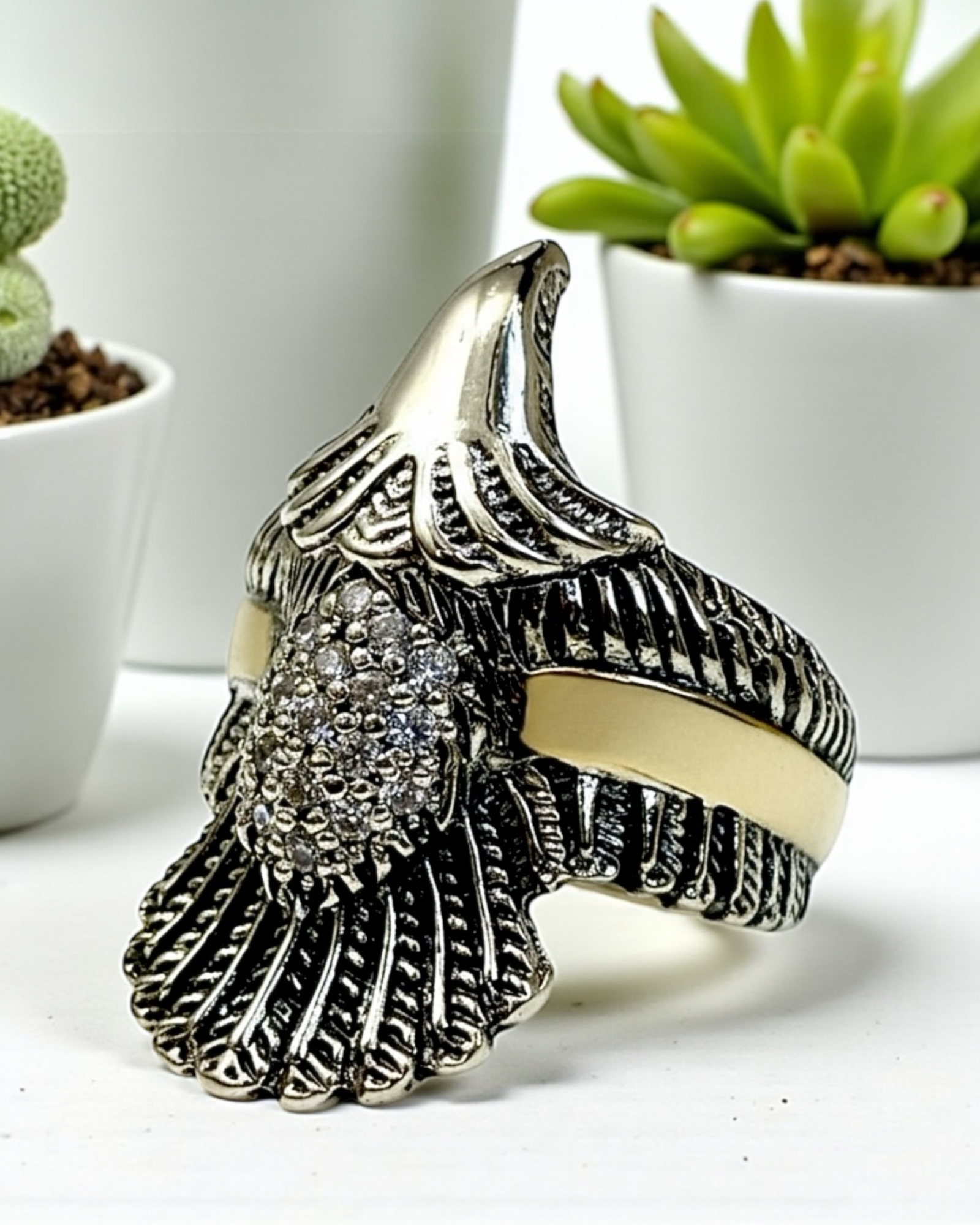 Anel Fenix em Prata e Ouro