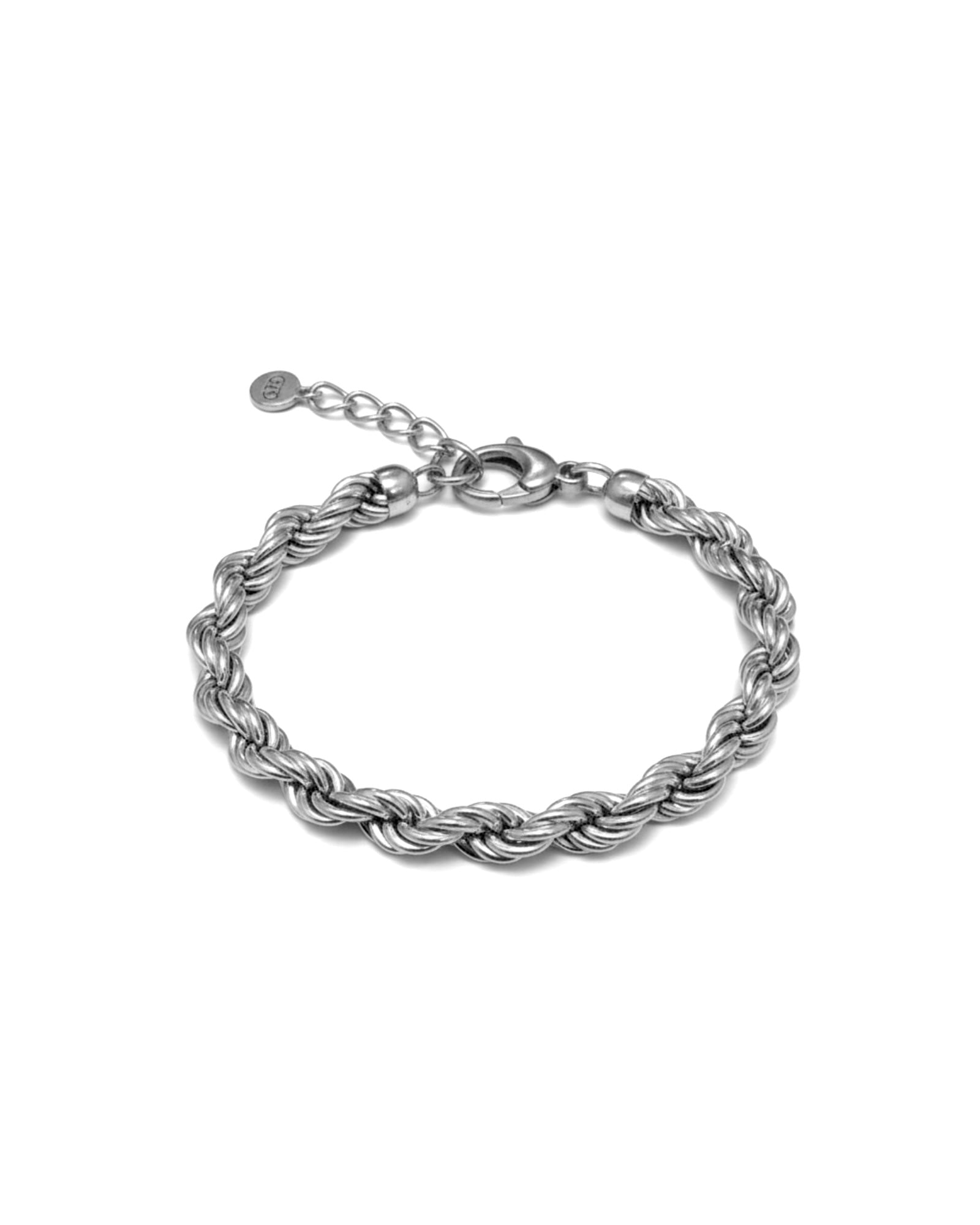 Pulseira Malha Corda Simples em Prata Branca