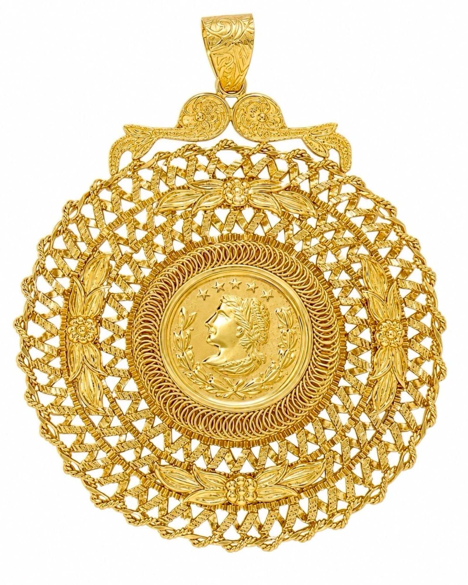Medalha Imagem Libra em Prata Dourada