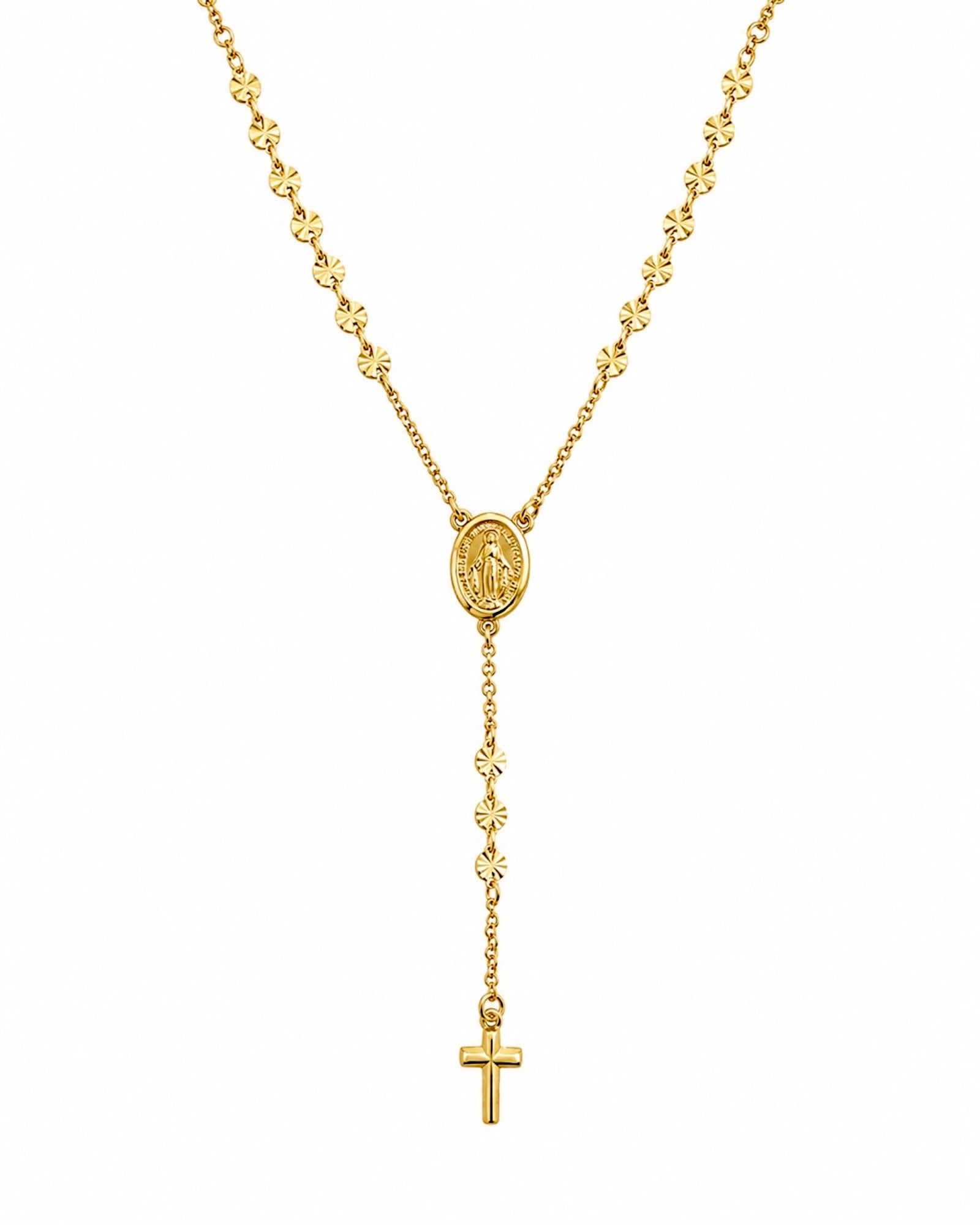Gold-plated silver rosary necklace