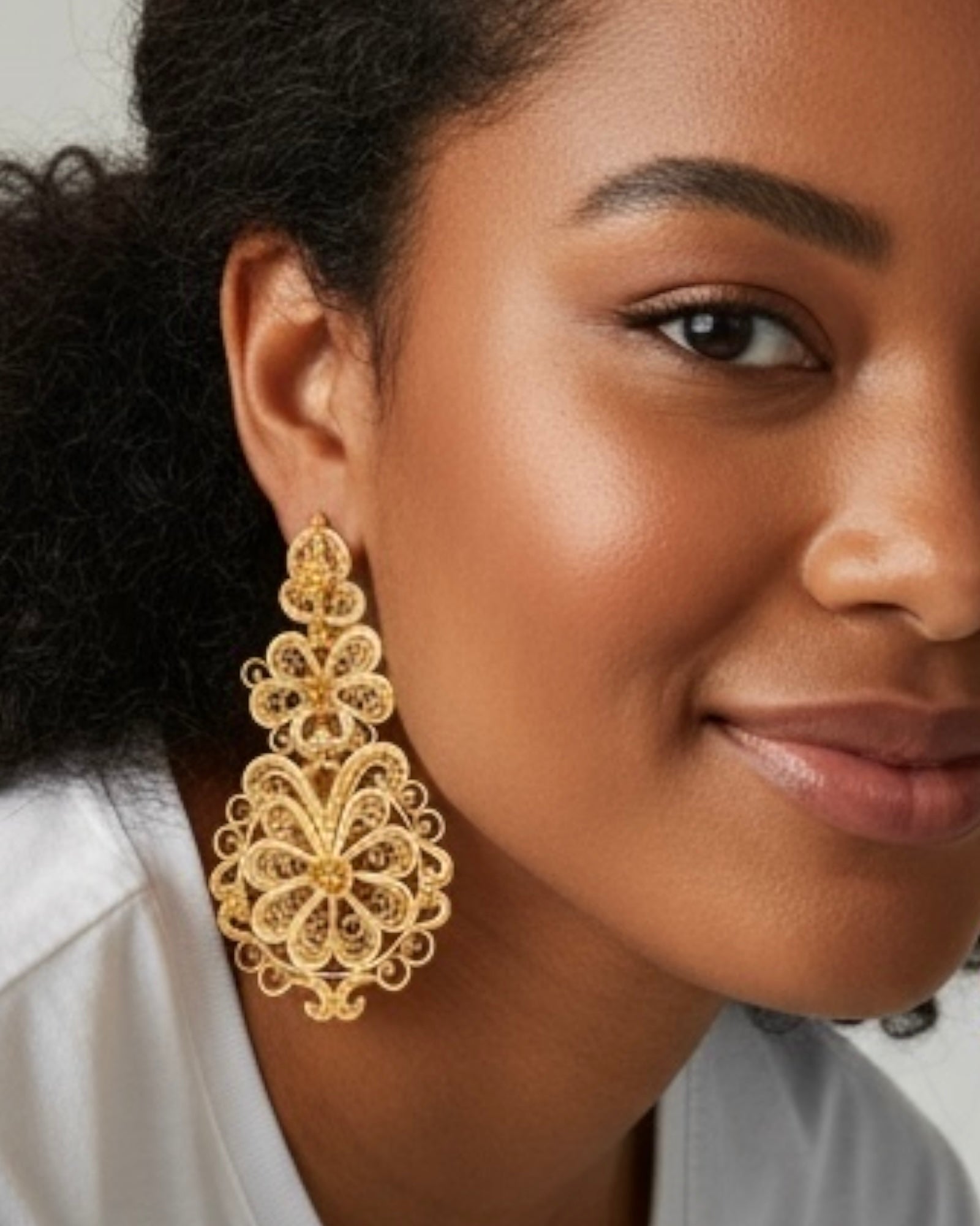 Lea Filigree Earrings in Gold-Plated Silver
