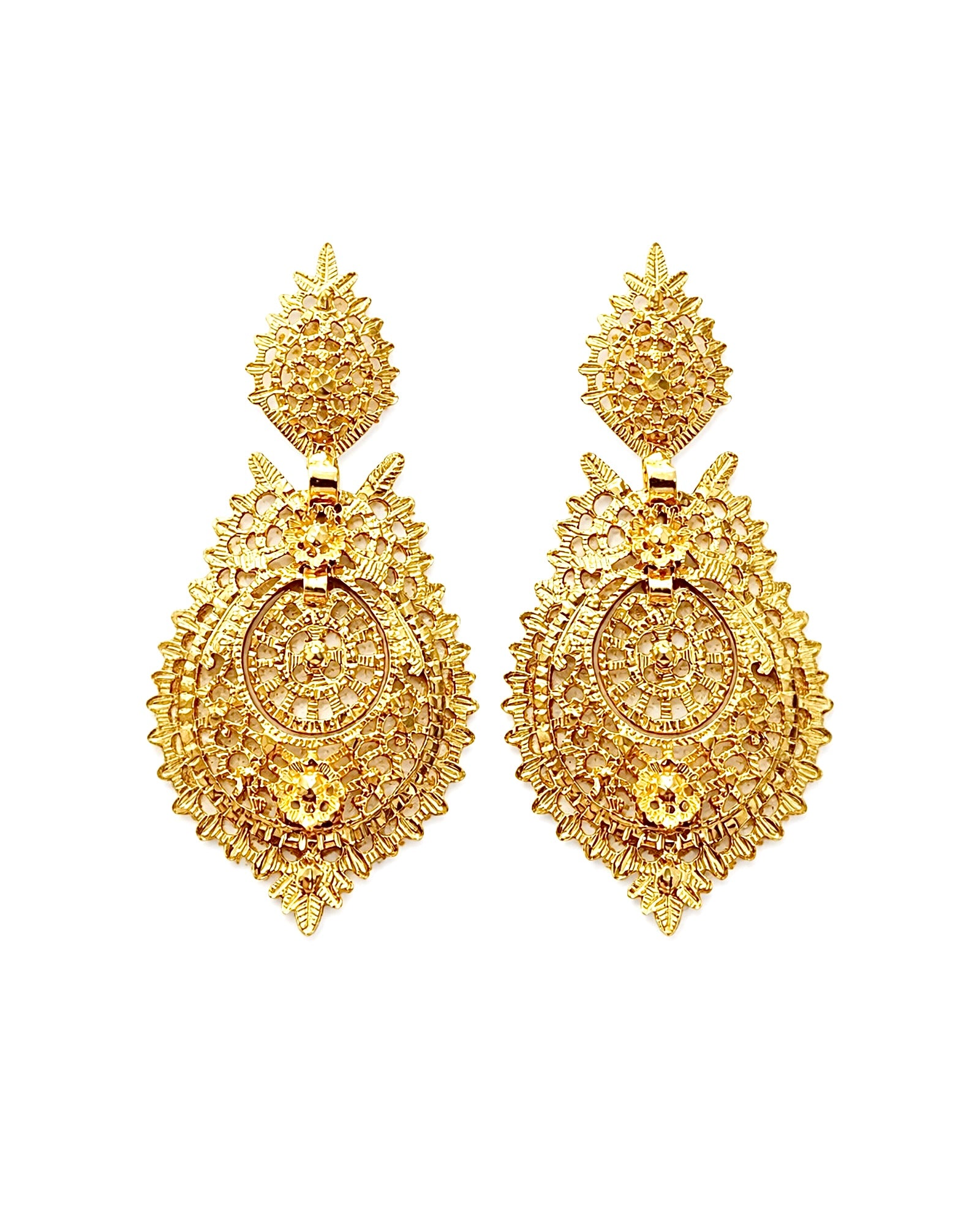 Brincos à Rainha em Prata Dourada (com espeque) Nº8