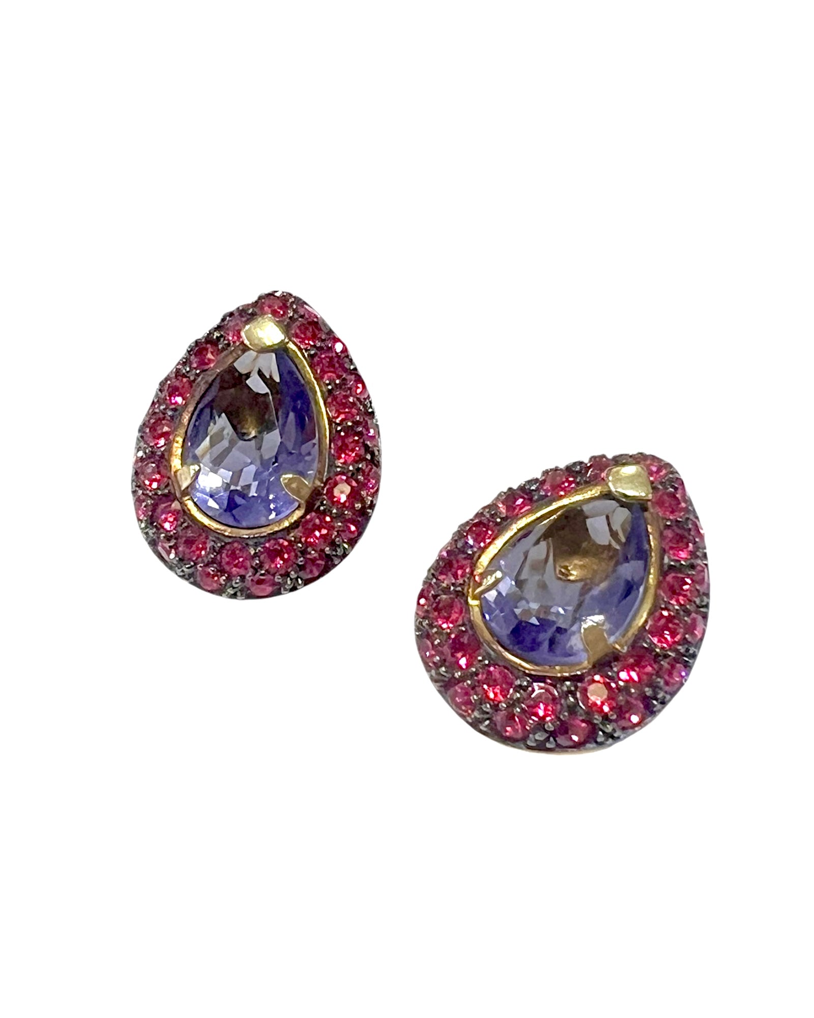 Pink and Purple Earrings in Gold Plated Silver