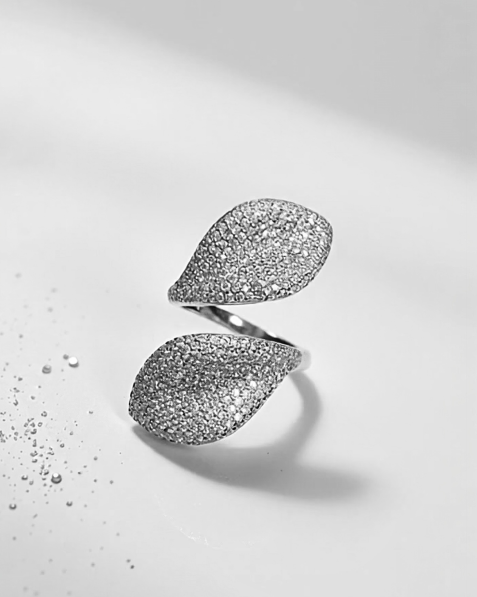 Two-Petal Ring in White Silver