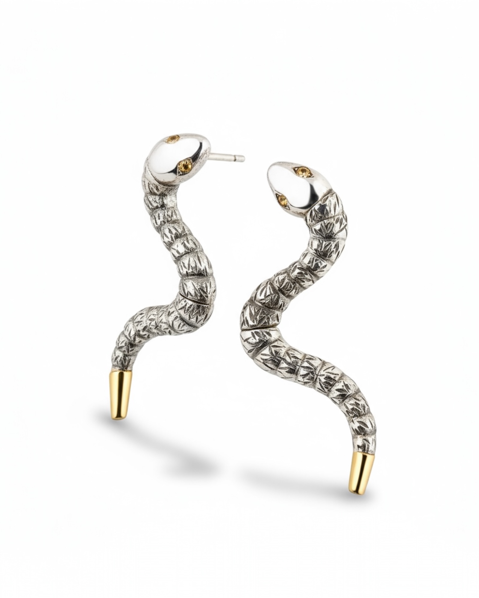 Brincos Cobras em prata e ouro