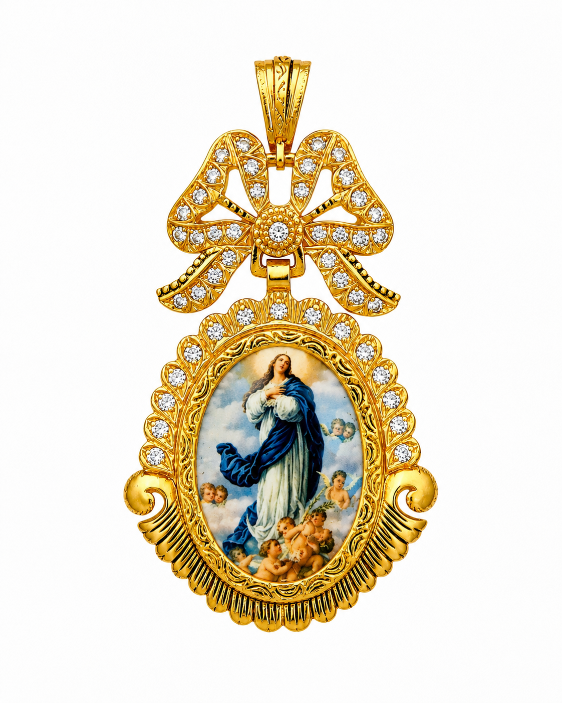 Medalha/Alfinete Nossa Senhora das Conceição em Prata Dourada