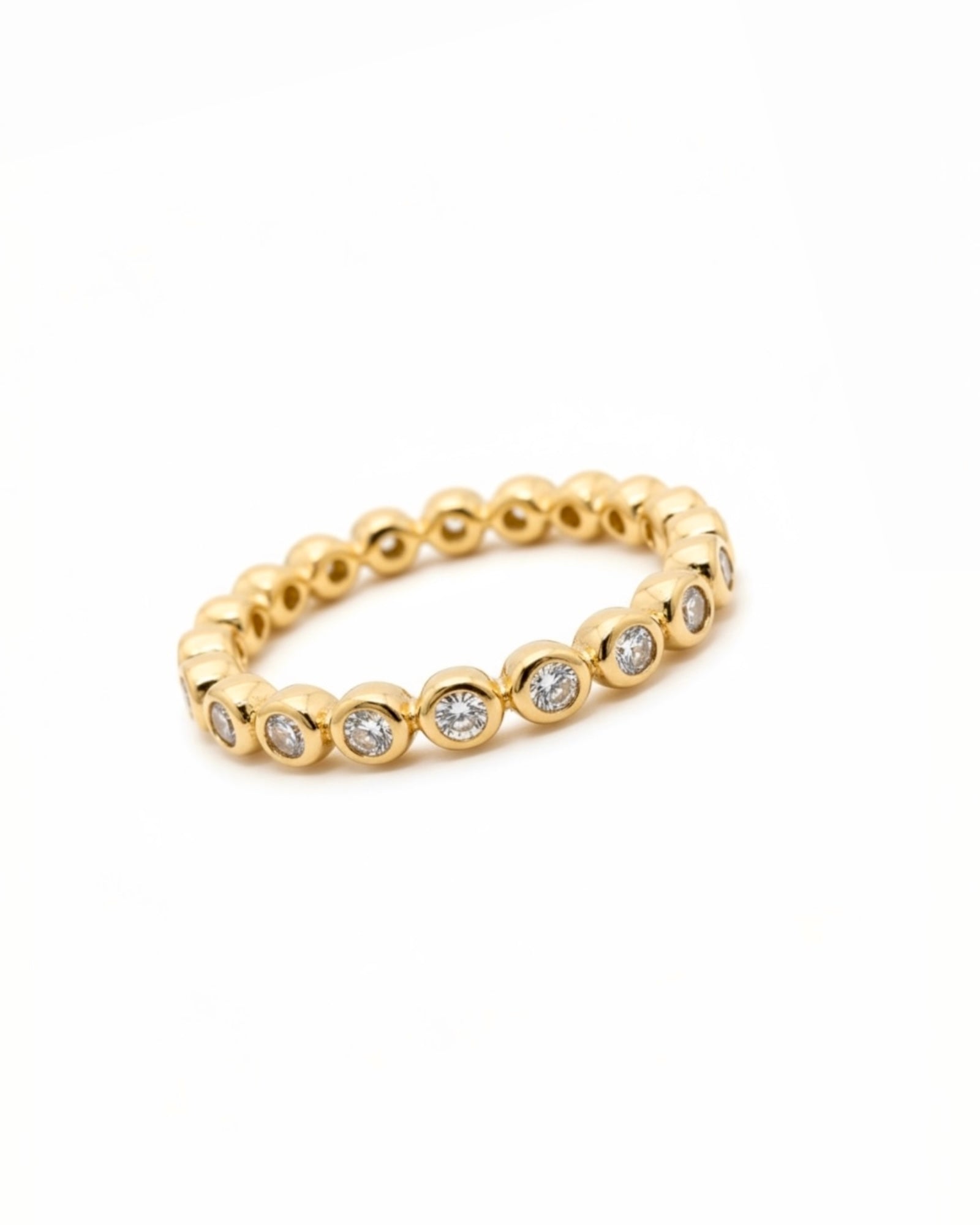 Gold-plated silver ring with sparkly beads.