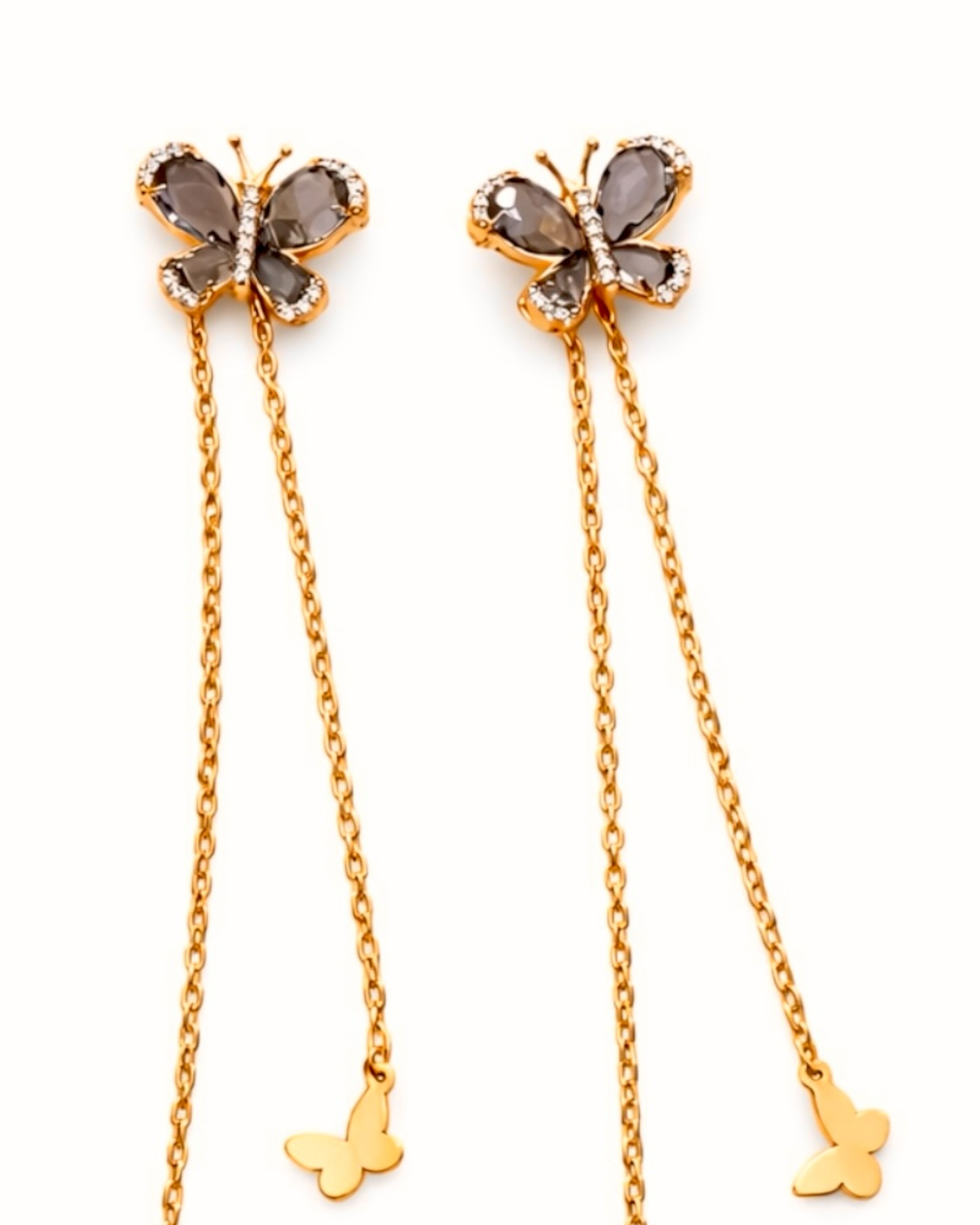 Brincos Borboletas em Prata Dourada