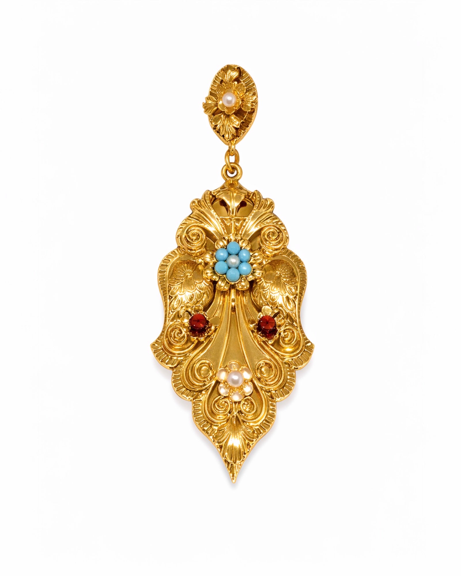 Medalha Gramalheira em Prata Dourada com Pedras Coloridas