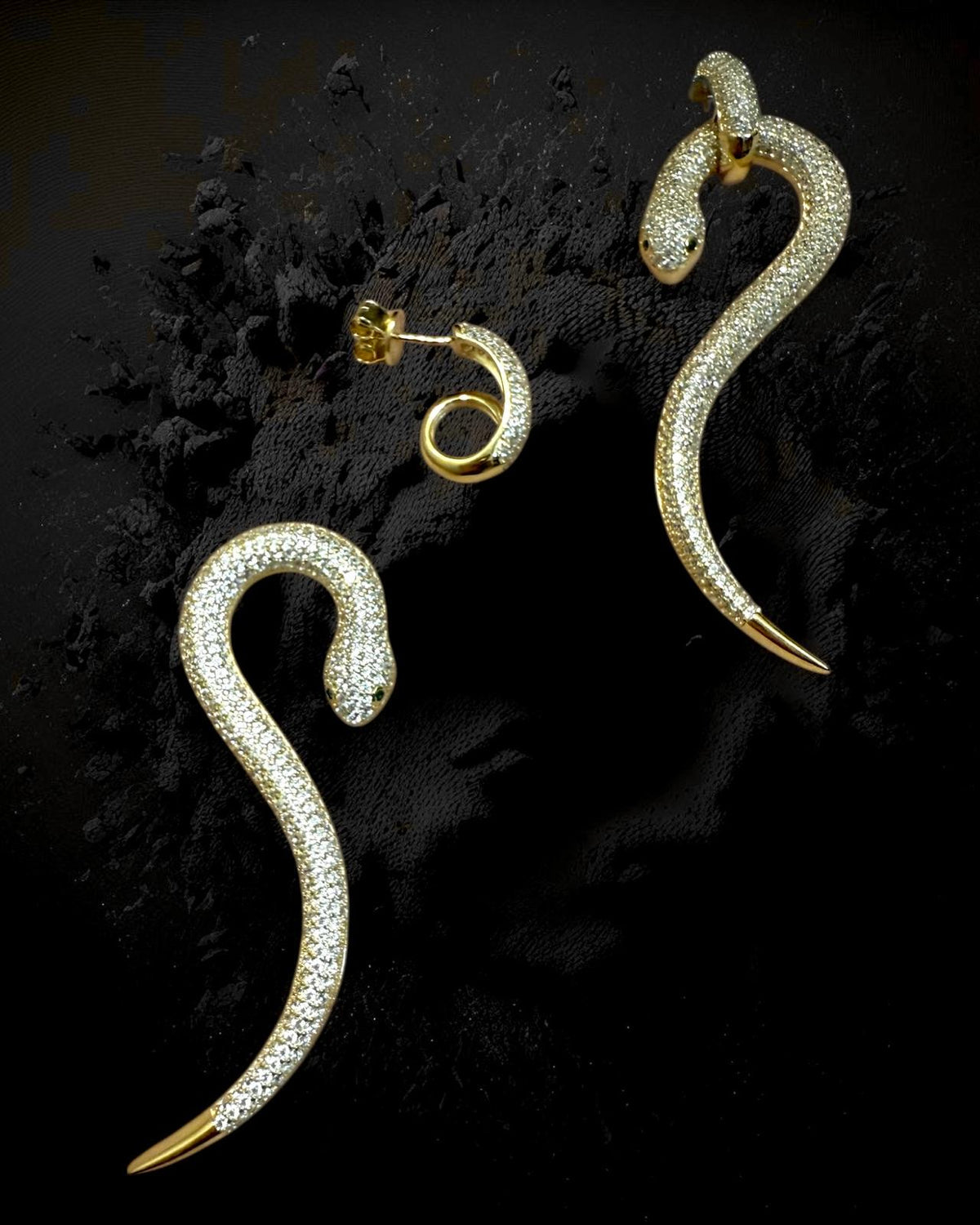 Snake Earrings in Gold-Plated Silver