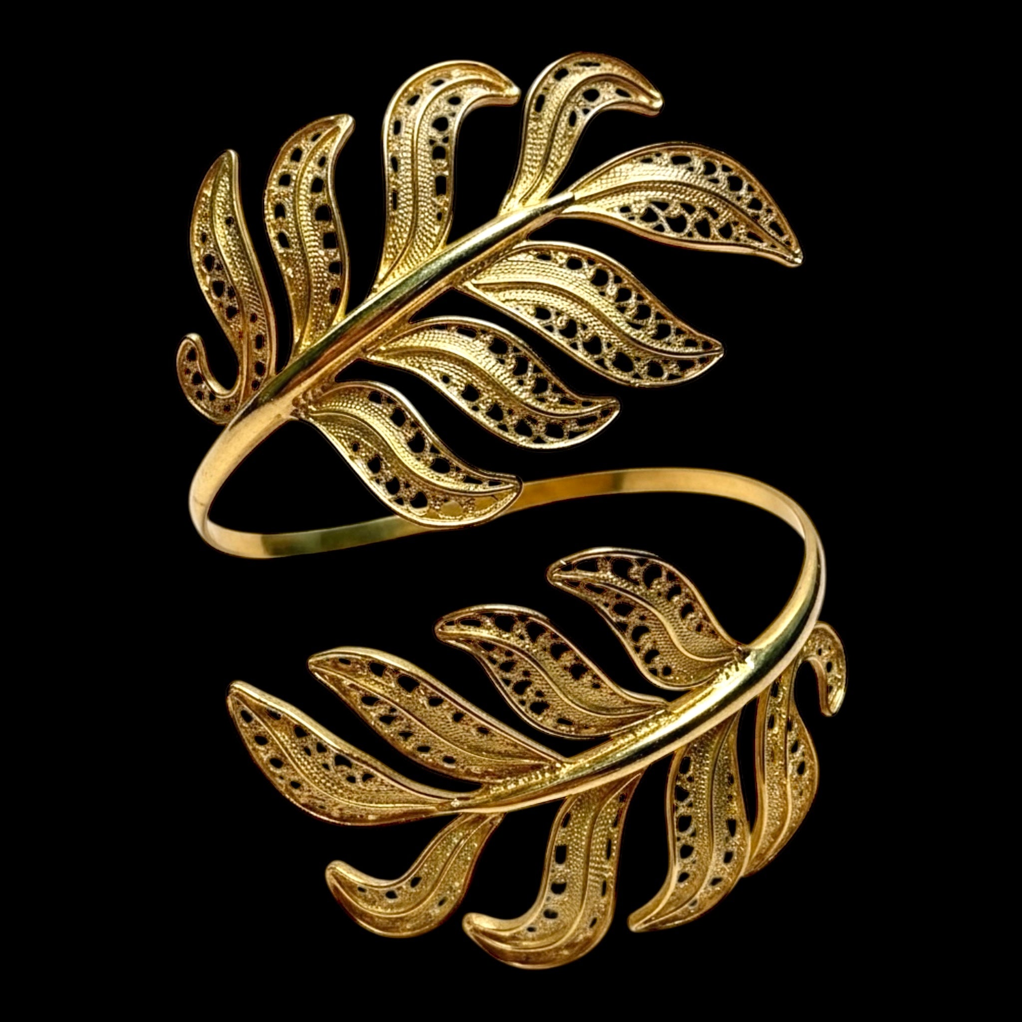 Pulseira Folhas de Filigrana em Prata Dourada