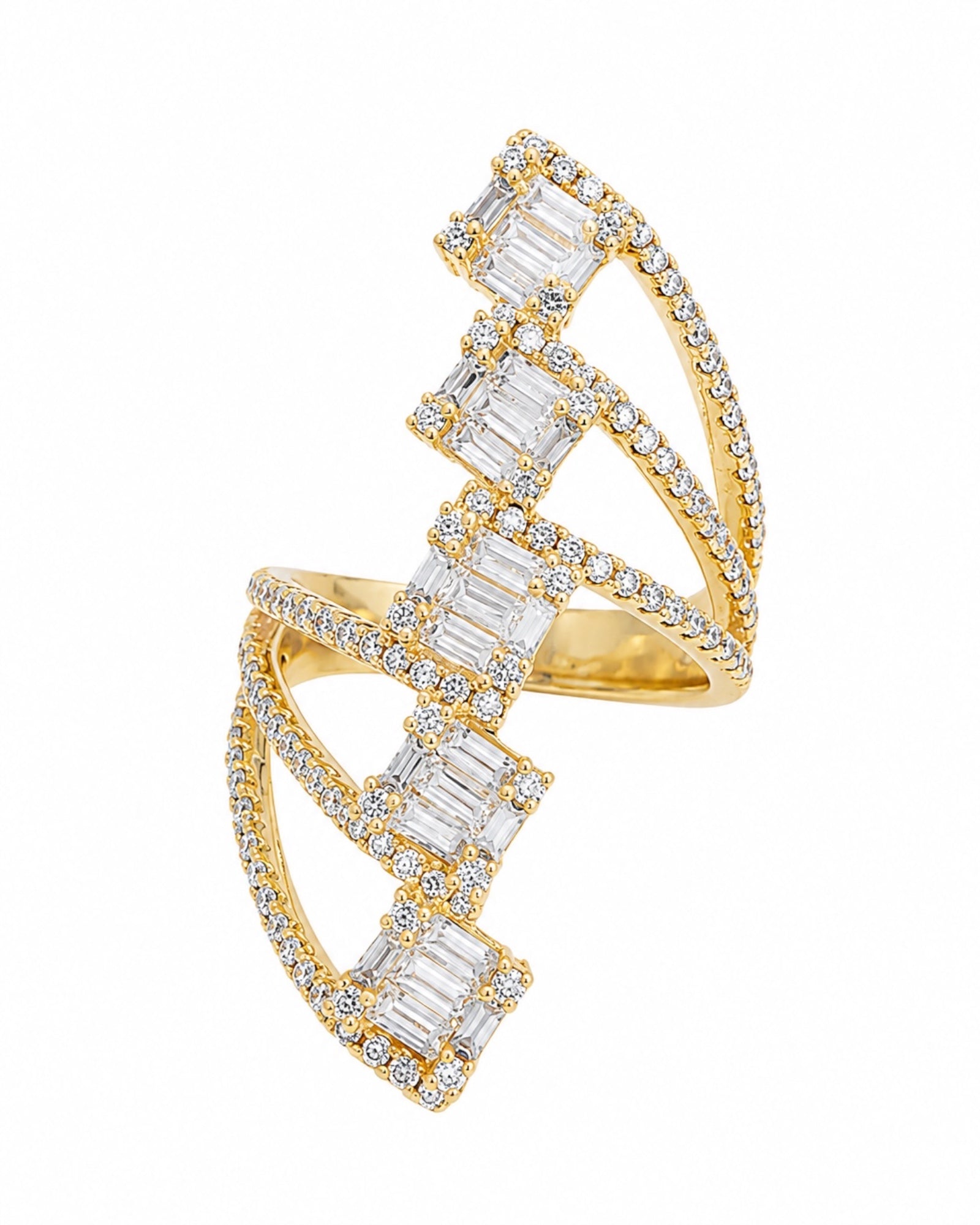 Gold-plated silver baguette ring