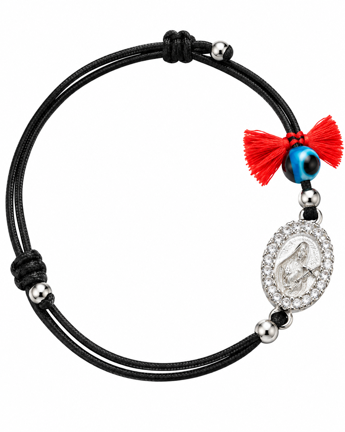Pulseira Seda Santa Rita de Cássia em Prata