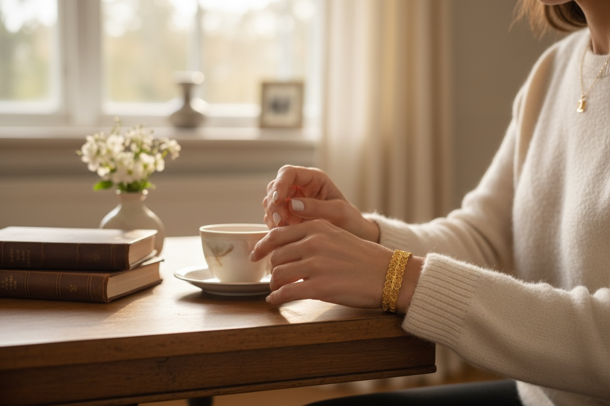 Filigree Flower Bracelet in Gold-Plated Silver
