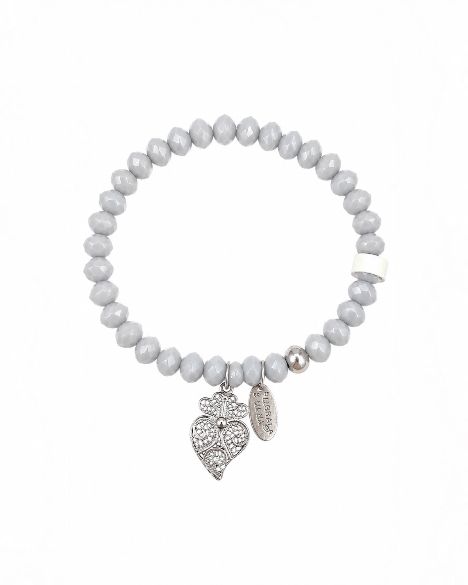 Viana Heart Bracelet with Gray Stones in Silver