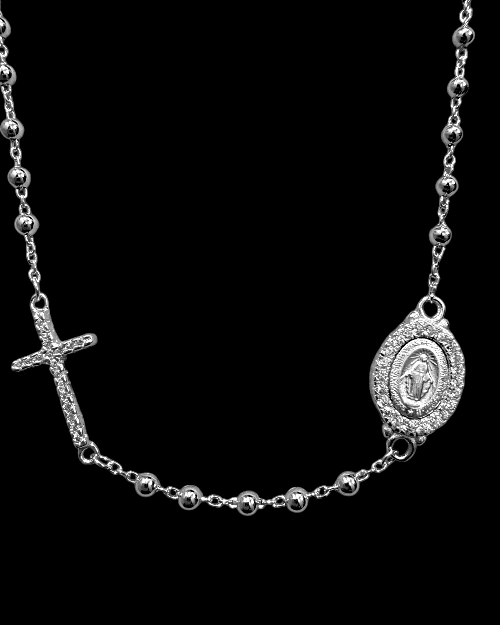 Silver Rosary Necklace