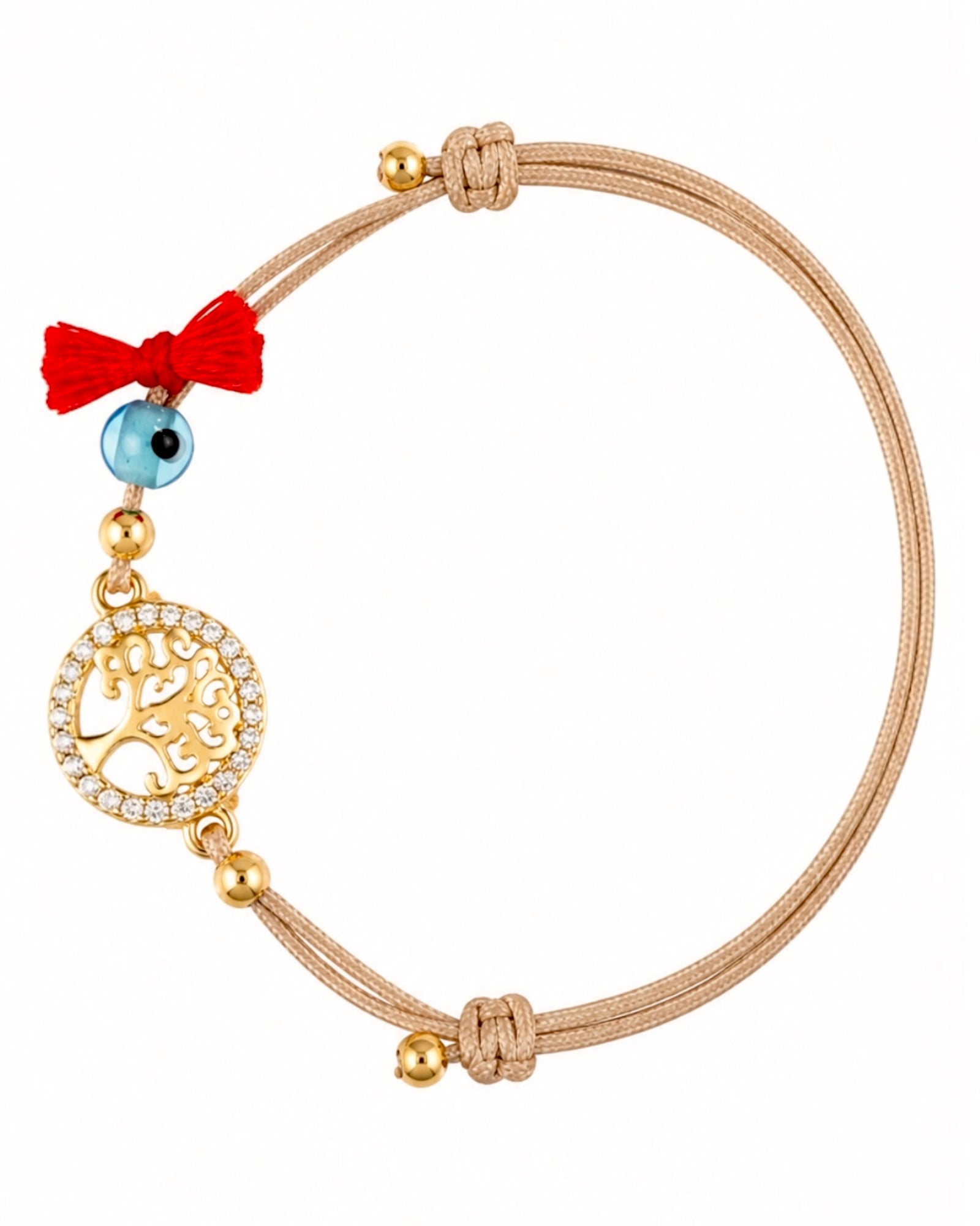 Pulseira Seda Árvore da Vida em Prata Dourada