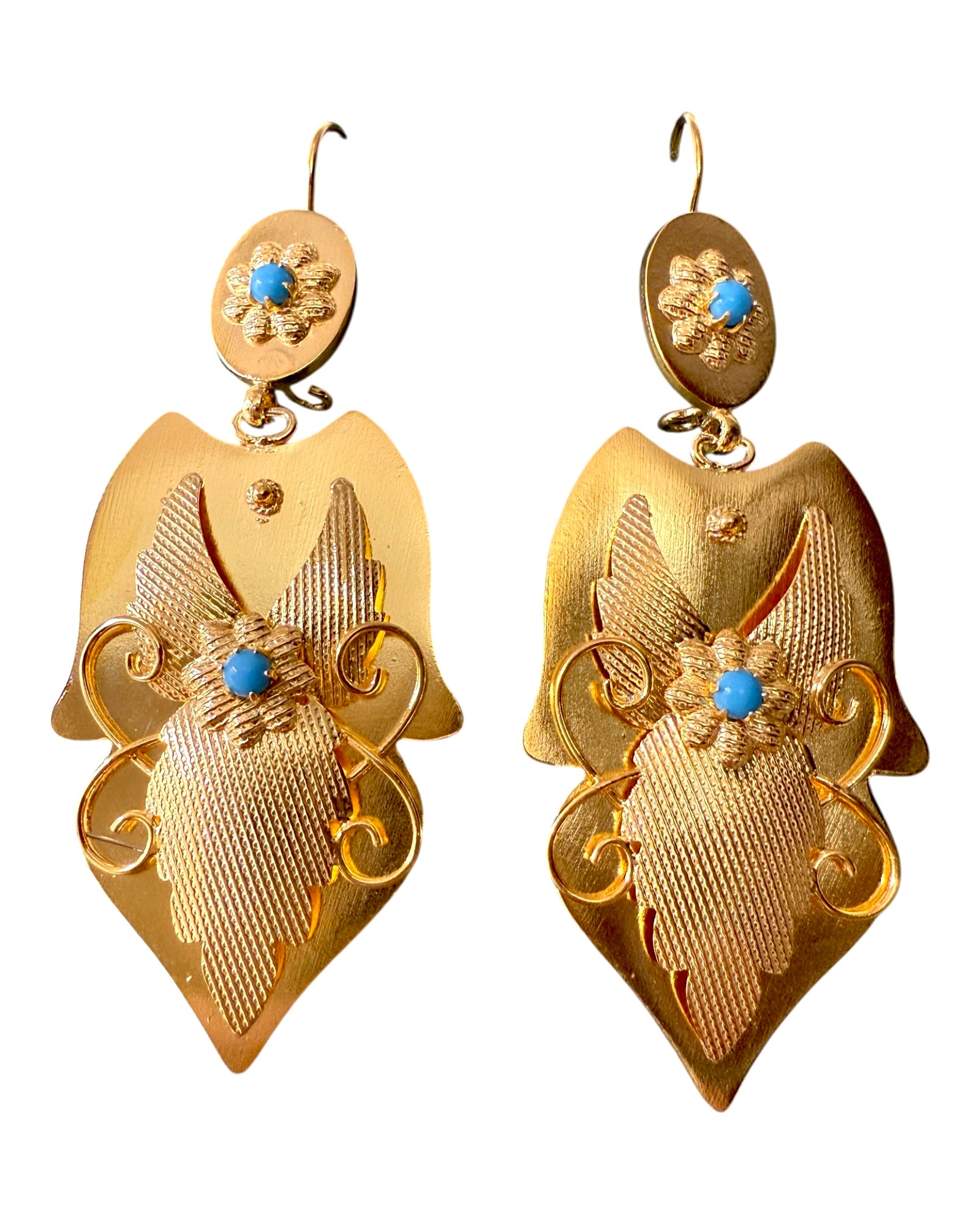 Brincos Barrocos Dourados com Detalhes Azuis