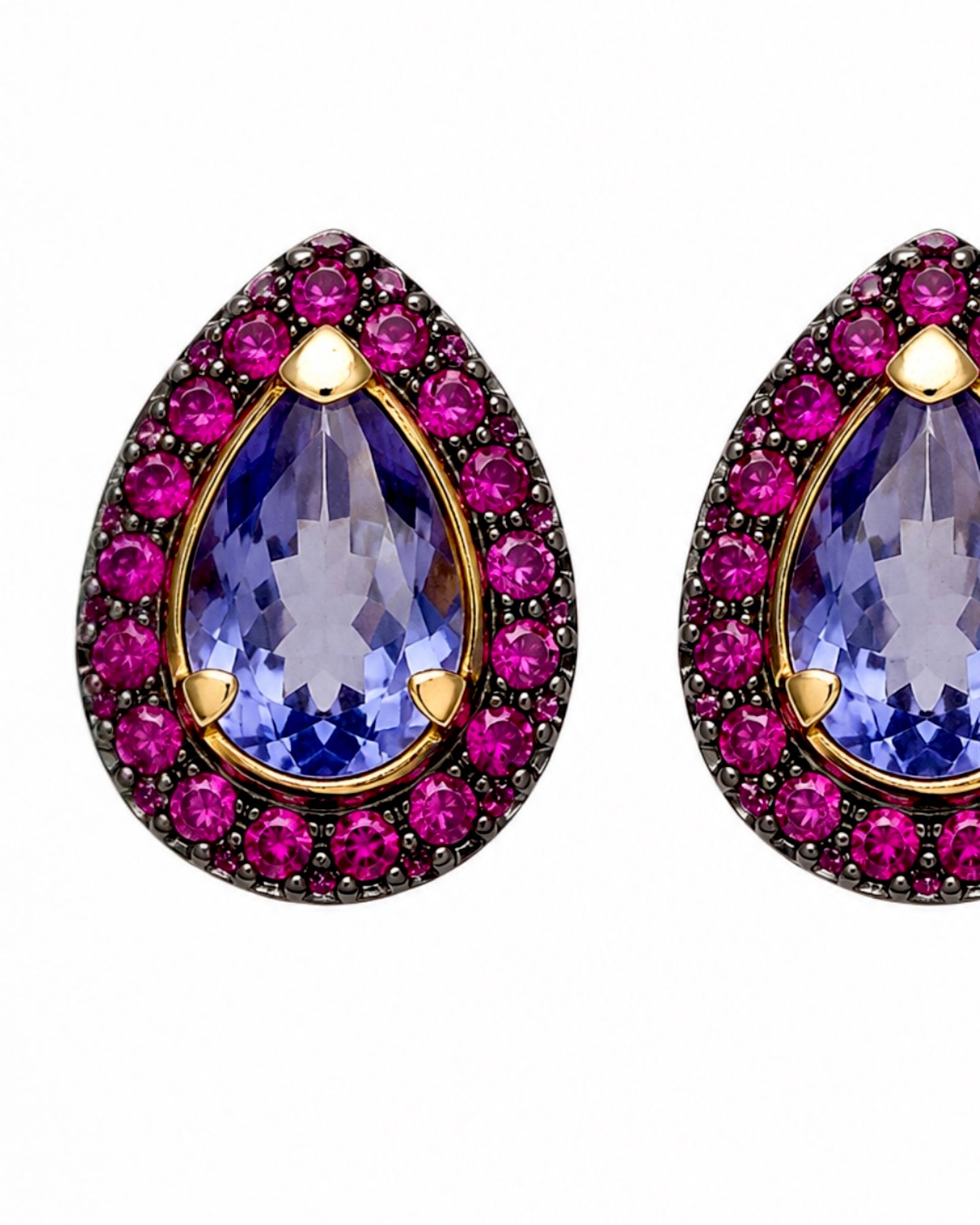 Pink and Purple Earrings in Gold-Plated Silver