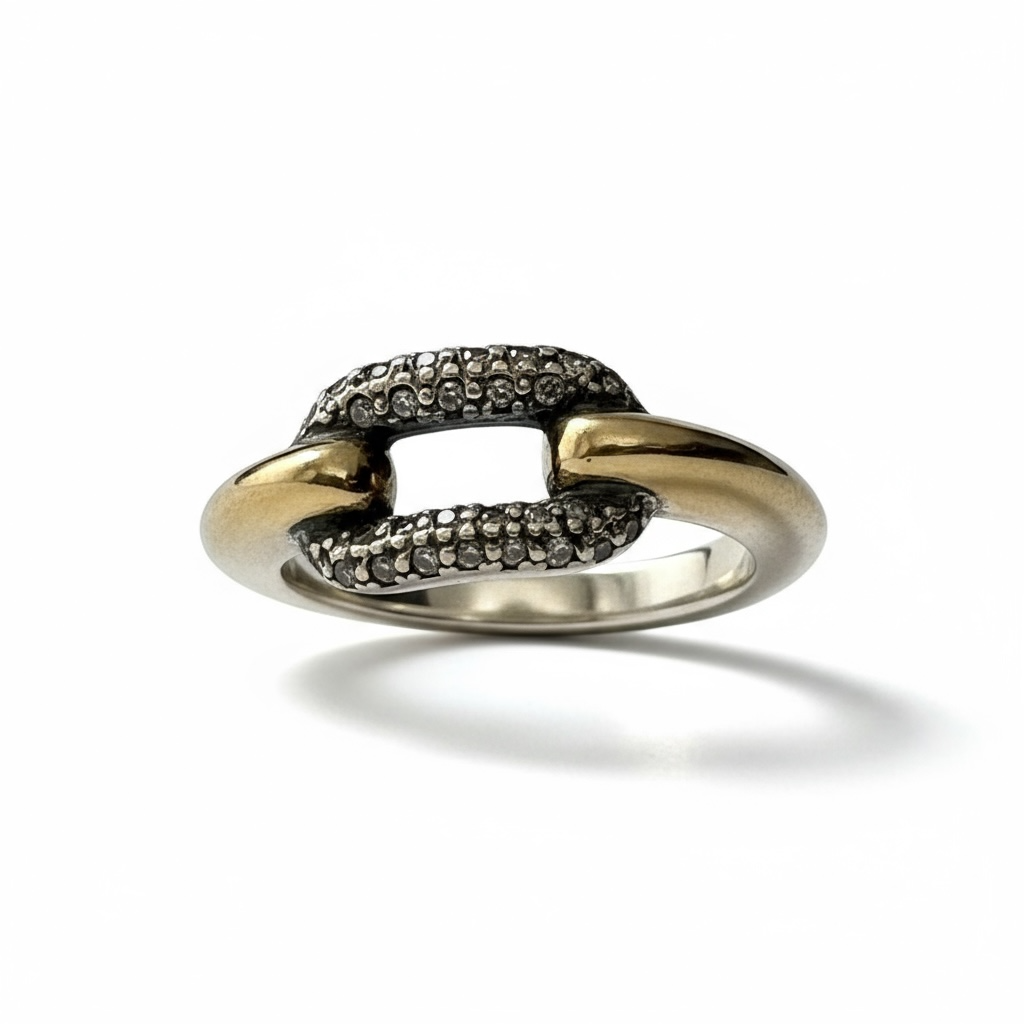 Silver and gold ring