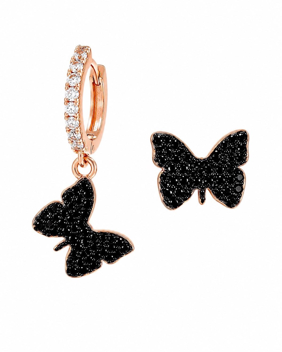 Argolas com Borboleta em Prata Rosa