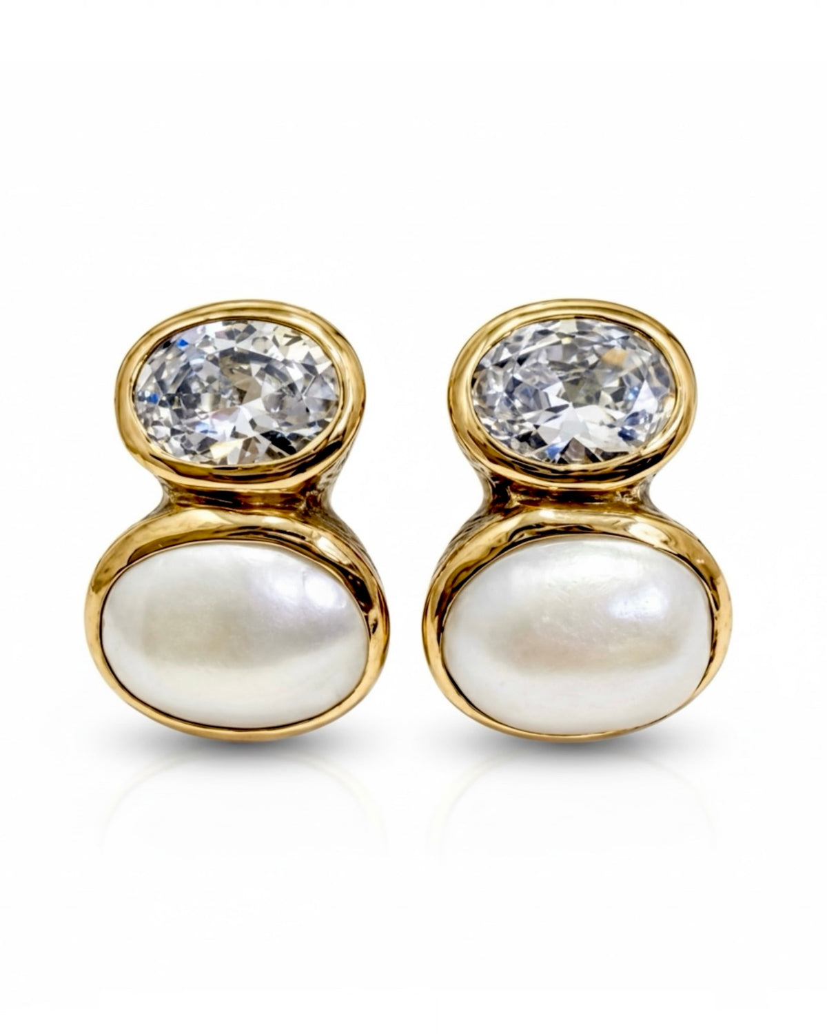 Pearl Earrings in Silver and Gold