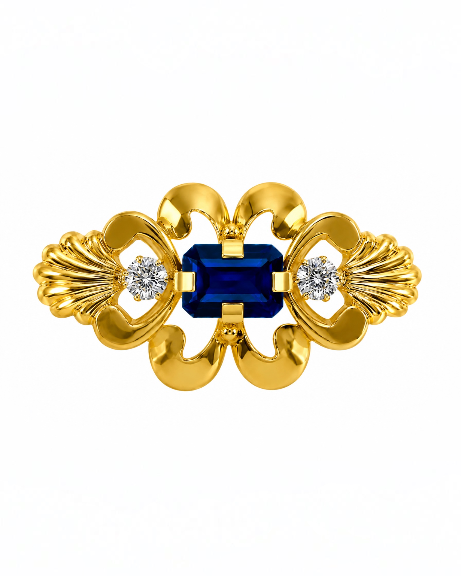 Baroque Blue Stone Pin in Gold-Plated Silver