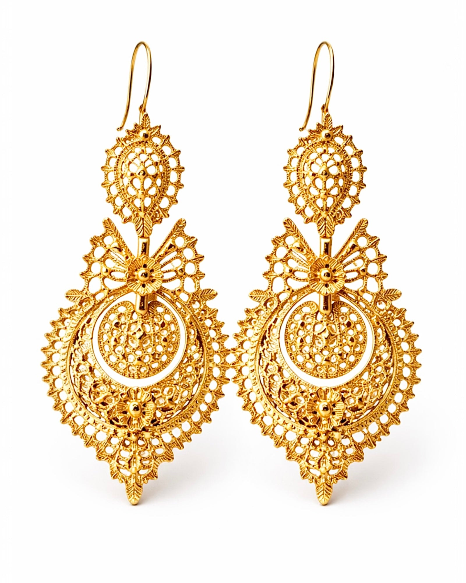 Brincos à Rainha em Prata Dourada (com gancho) nº10